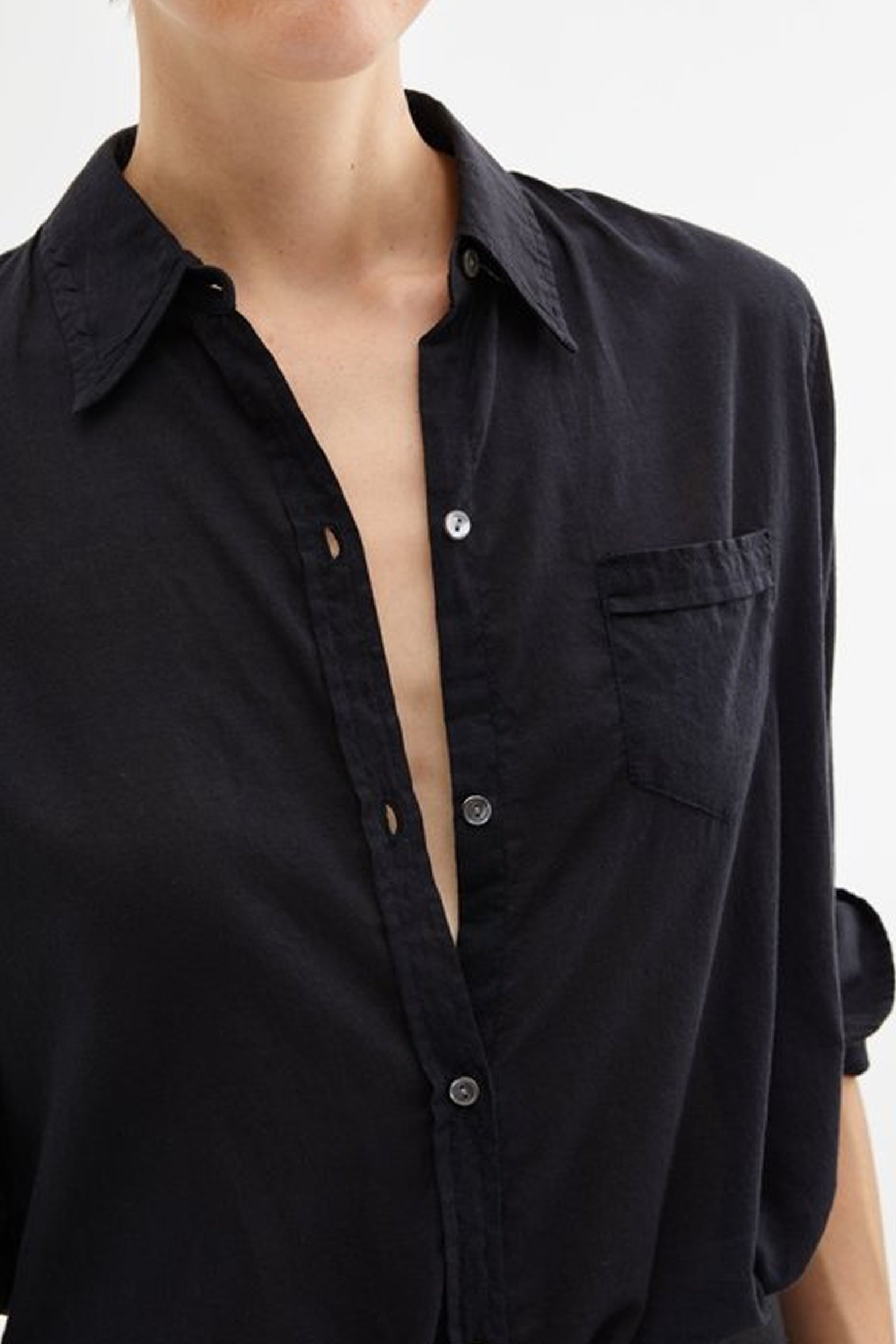 Nili Lotan Cotton Voile NL Shirt in Black available at The New Trend Australia.