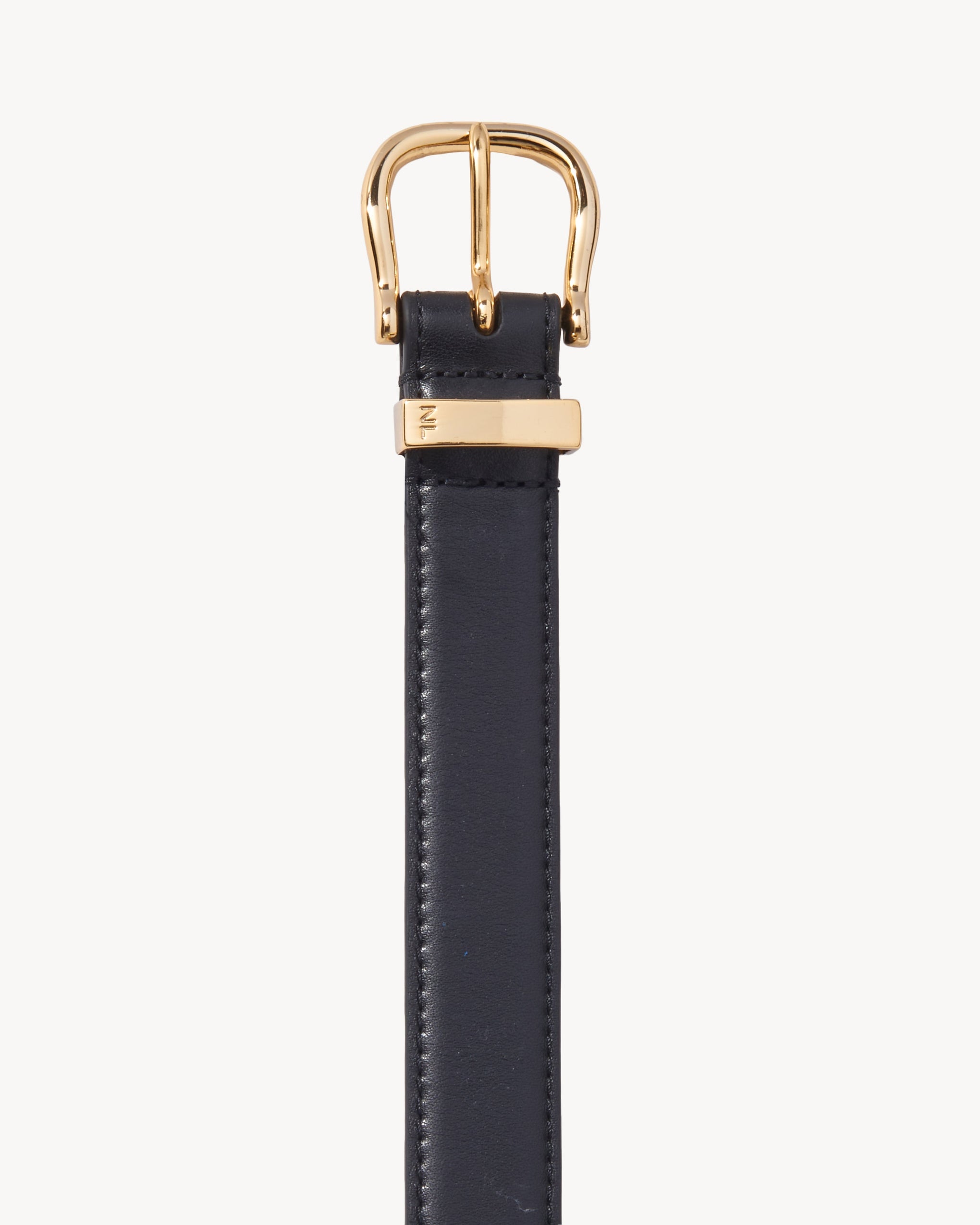 NILI LOTAN Louise Belt in Black with Shiny Brass | The New Trend