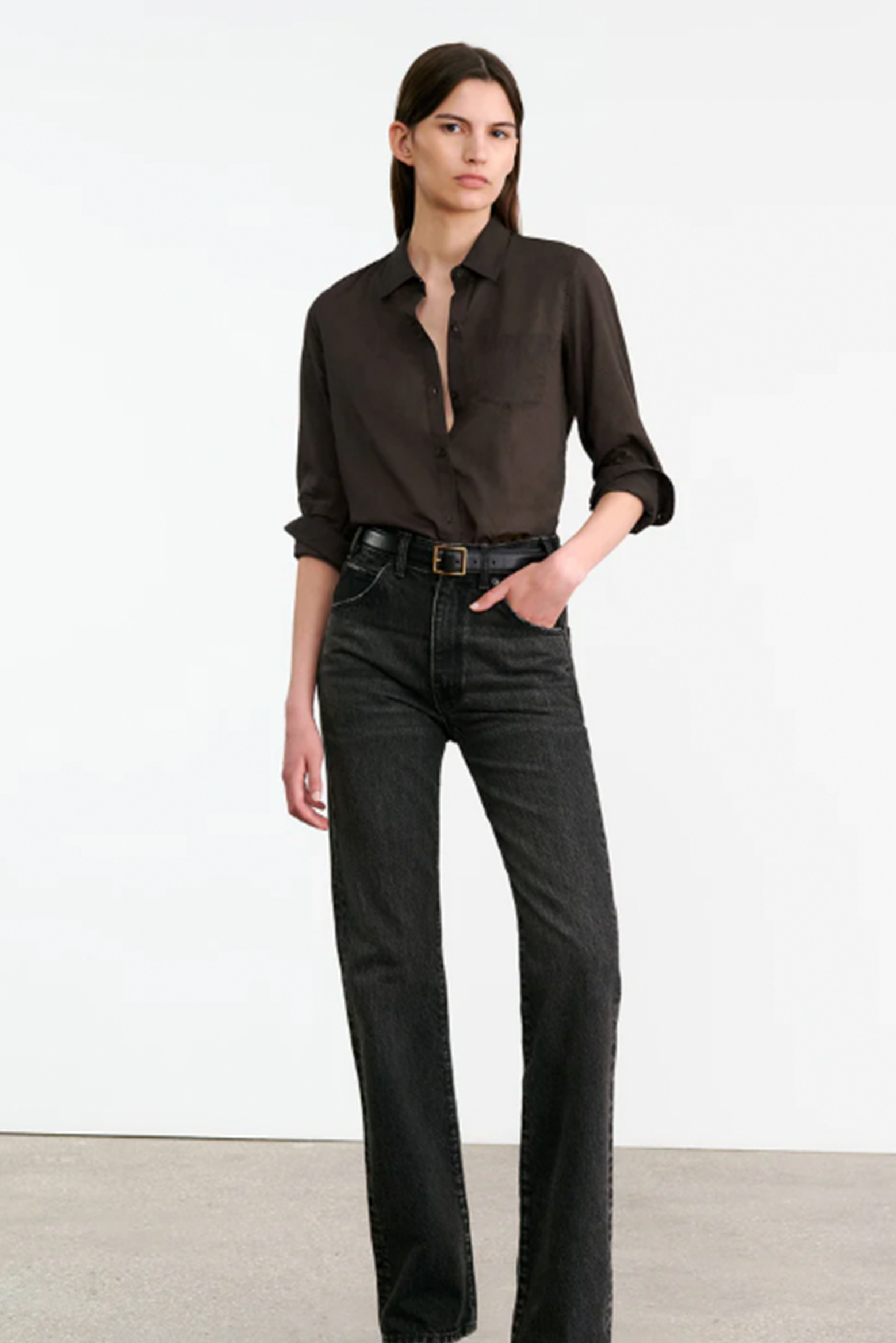 NILA LOTAN COTTON VOILE NL SHIRT IN CHOCOLATE BROWN | THE NEW TREND