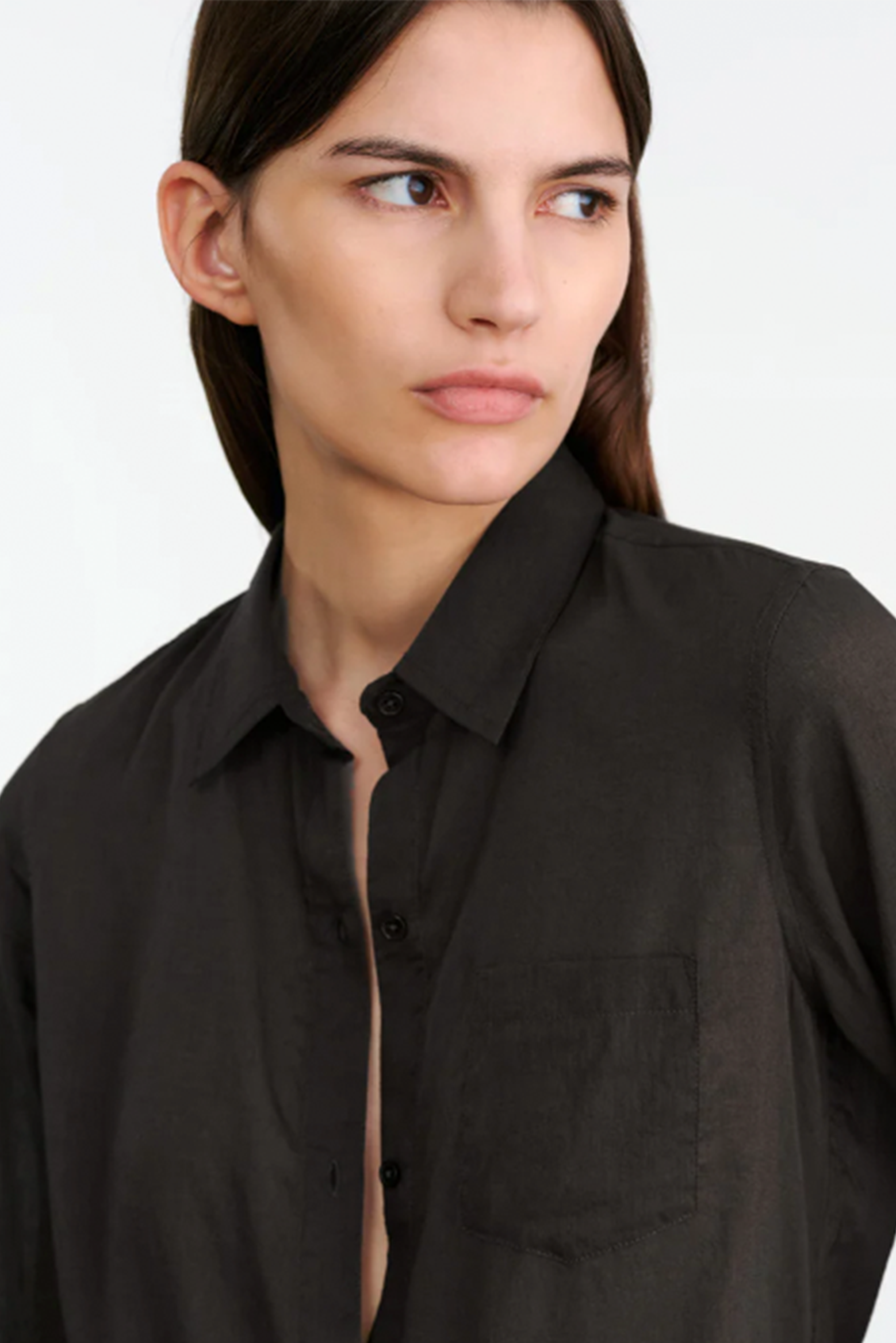 NILA LOTAN COTTON VOILE NL SHIRT IN CHOCOLATE BROWN | THE NEW TREND