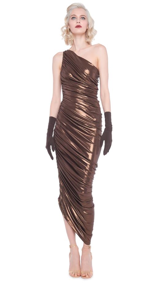 Norma Kamali Diana Gown in Metallic Chocolate available at The New Trend Australia.