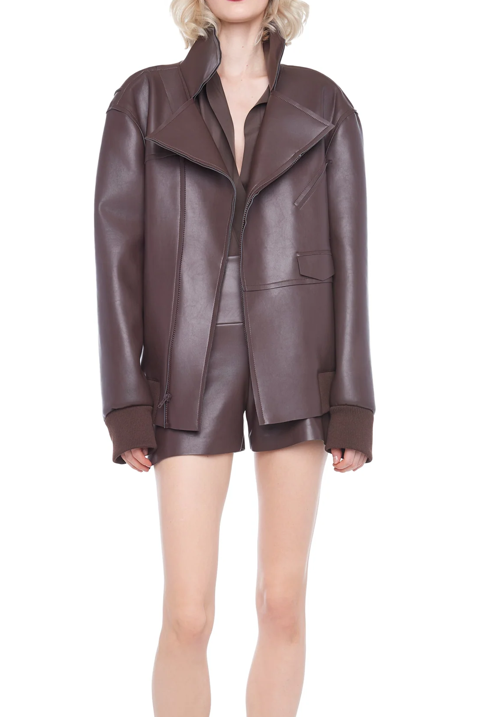 NORMA KAMALI OVERSIZED MOTO JACKET IN CHOCOLATE | THE NEW TREND