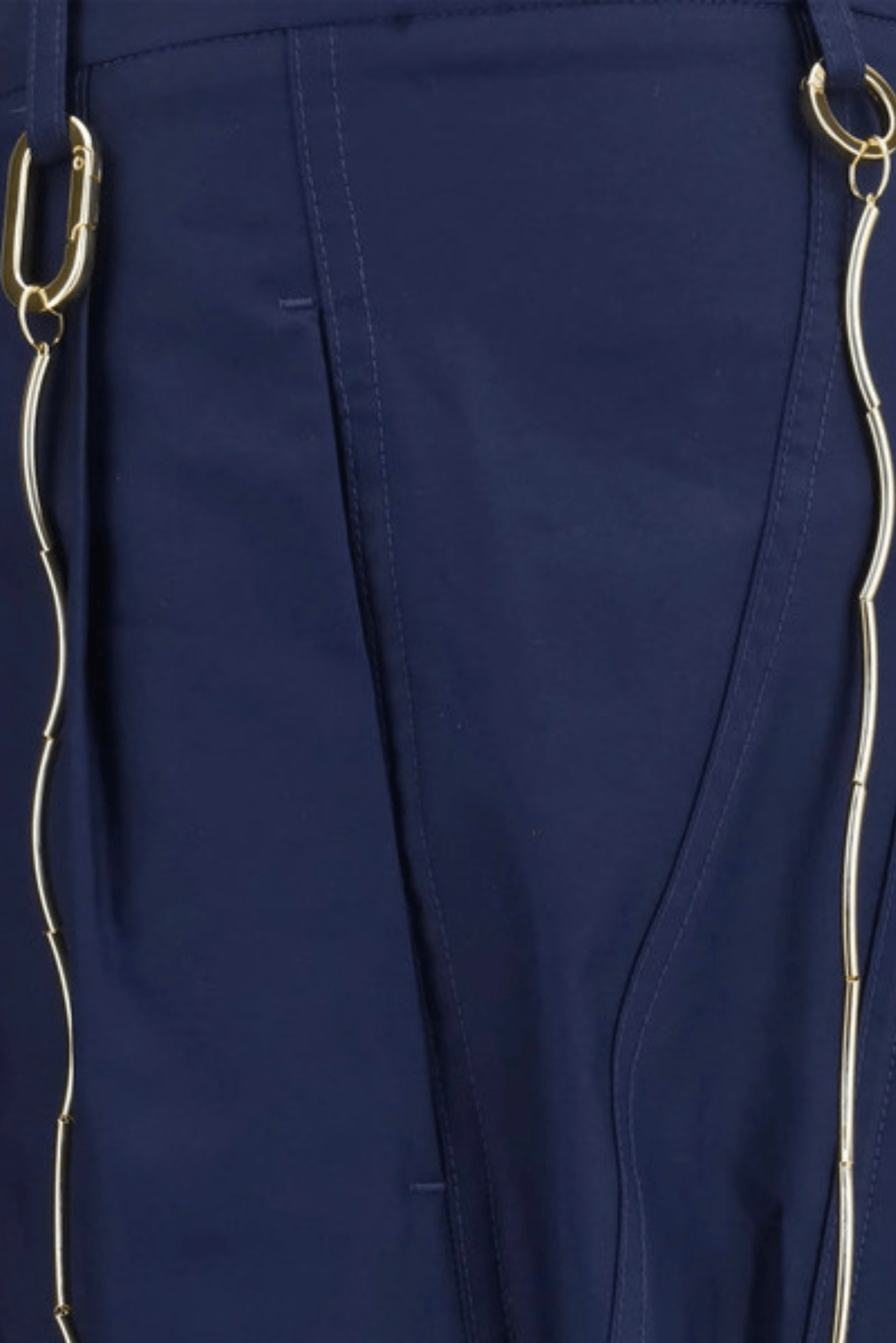 PHEBE - CHAIN ADORNED LIGHT COTTON POPELINE WIDE-LEG PANTS
