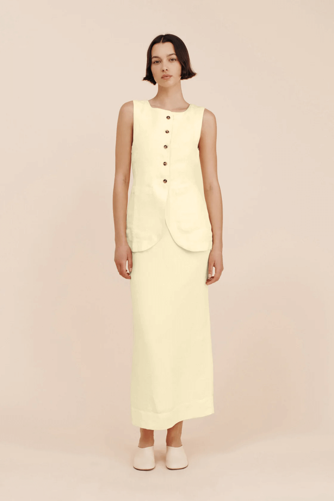 Posee Emma Pencil Skirt in Butter Yellow available at The New Trend Australia.