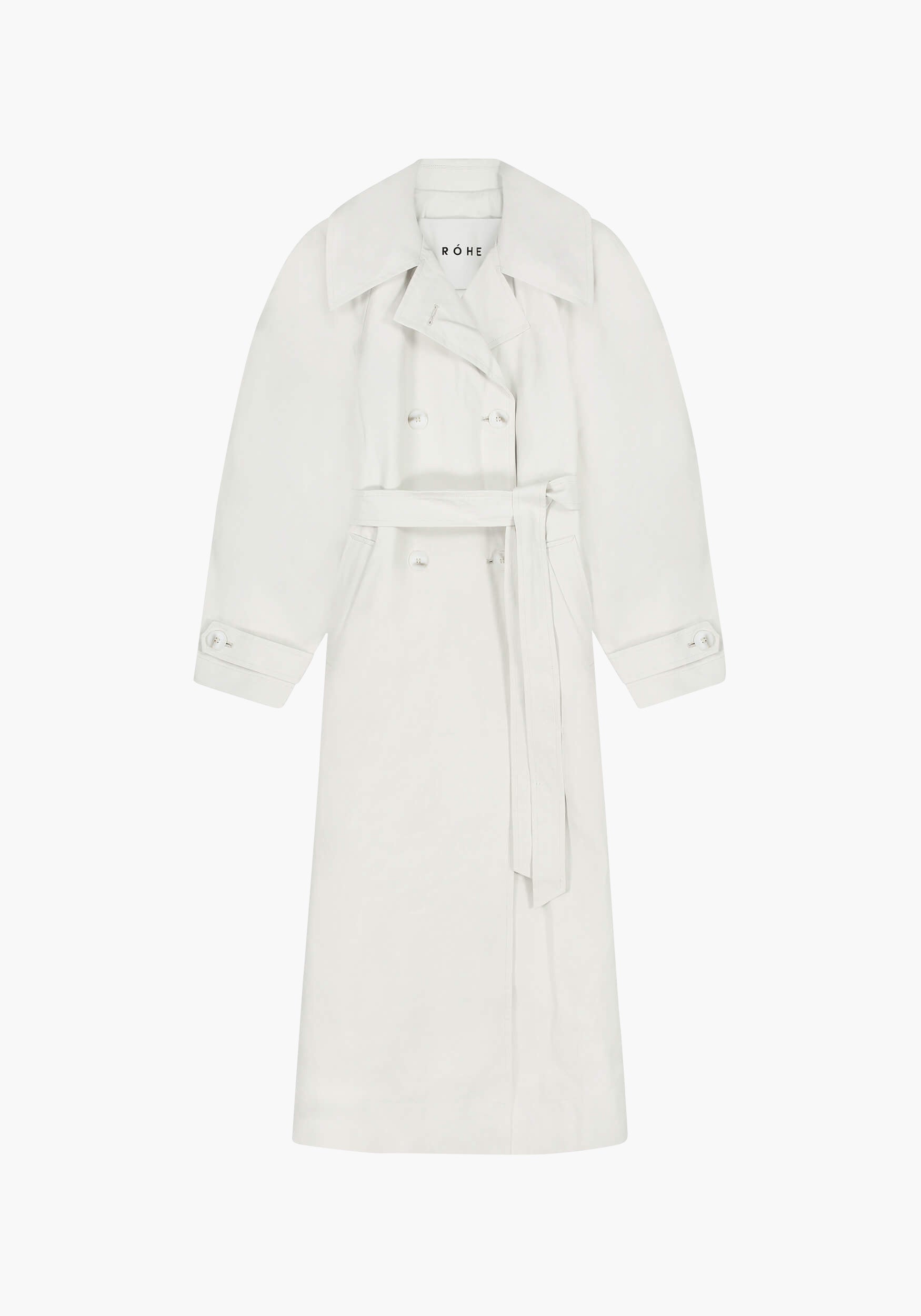ROHÉ Coated Linen Trench Coat in Chalk available at The New Trend