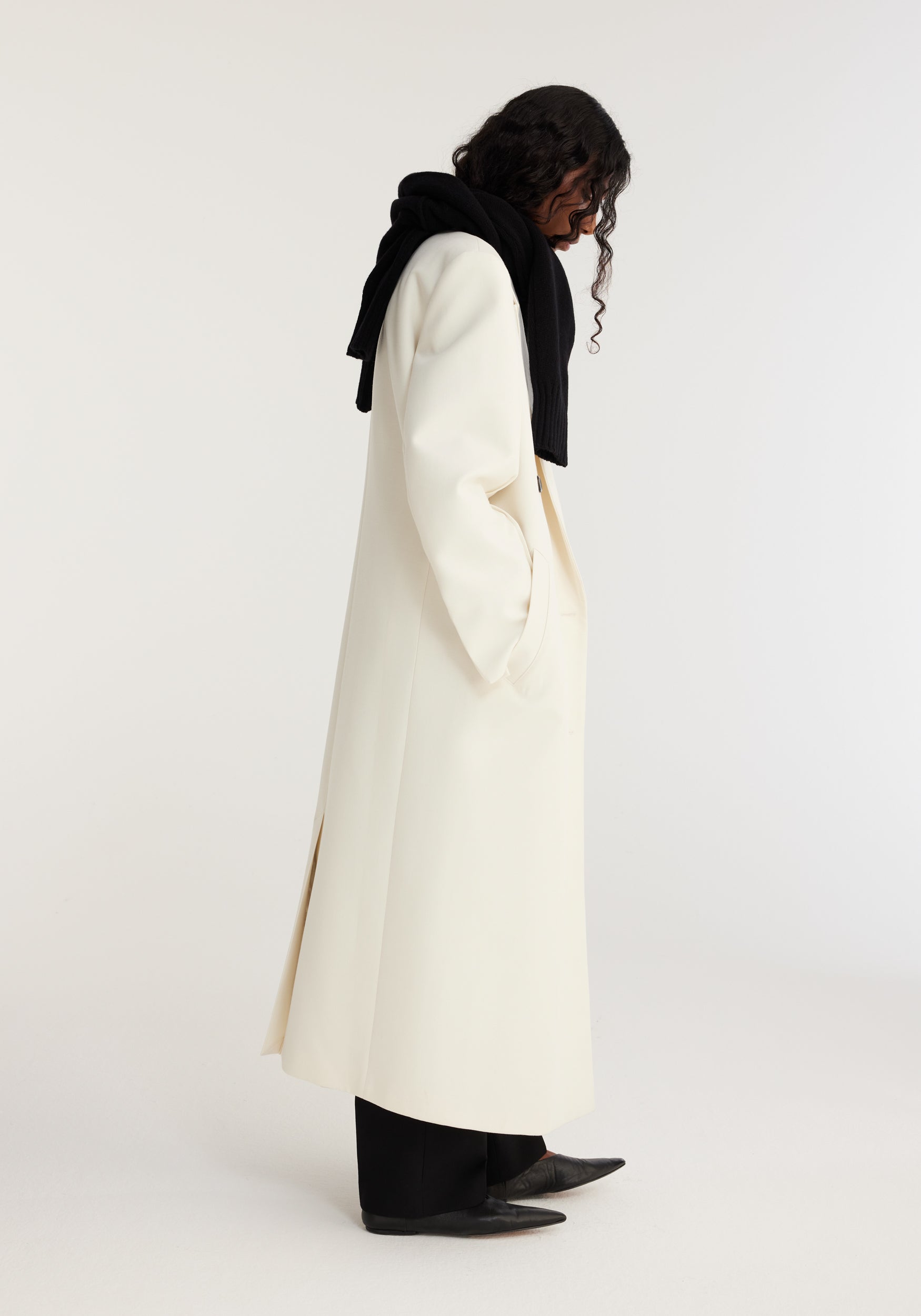 The Rohe Double Breasted Wool Coat in Ivory available at The New Trend Australia
