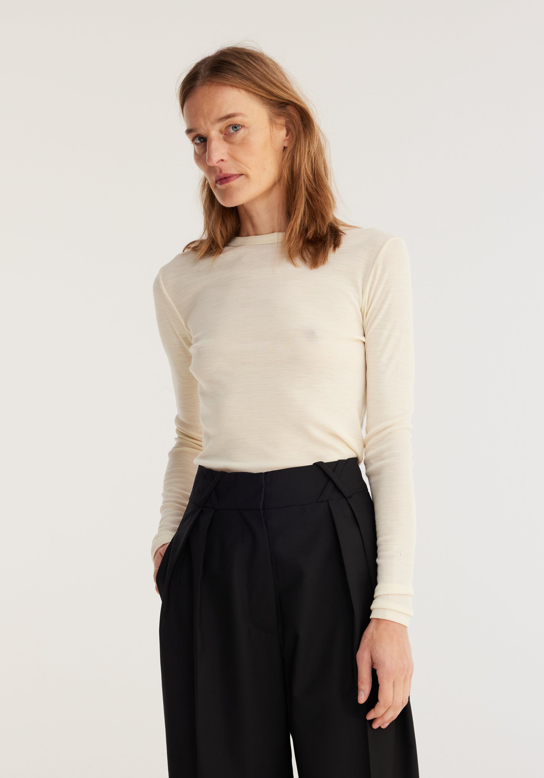 The Rohe Fine Merino Long Sleeve in Off White available at The New Trend Australia