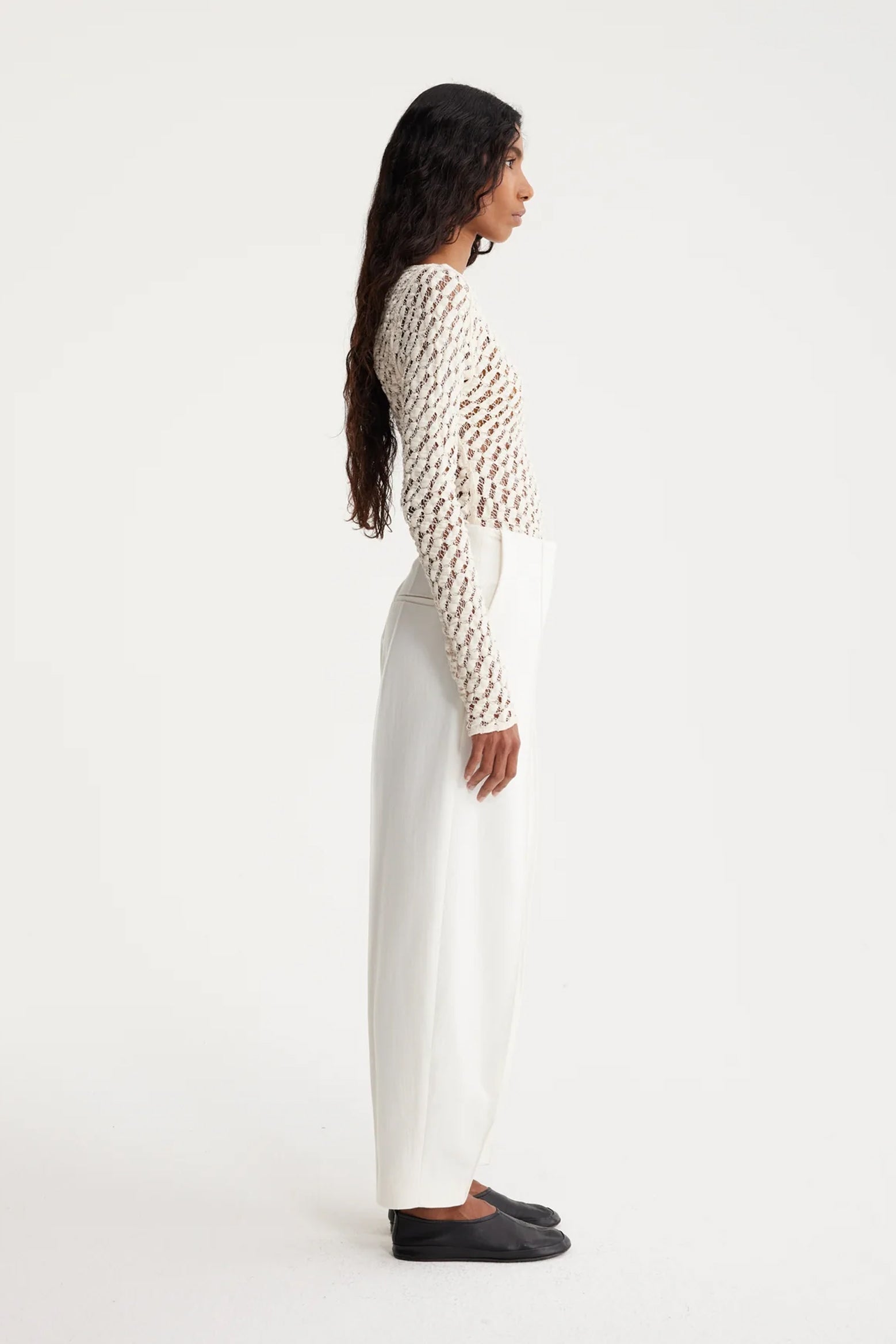 Rohe Lace Boat Neck Top in Cream available at The New Trend Australia.
