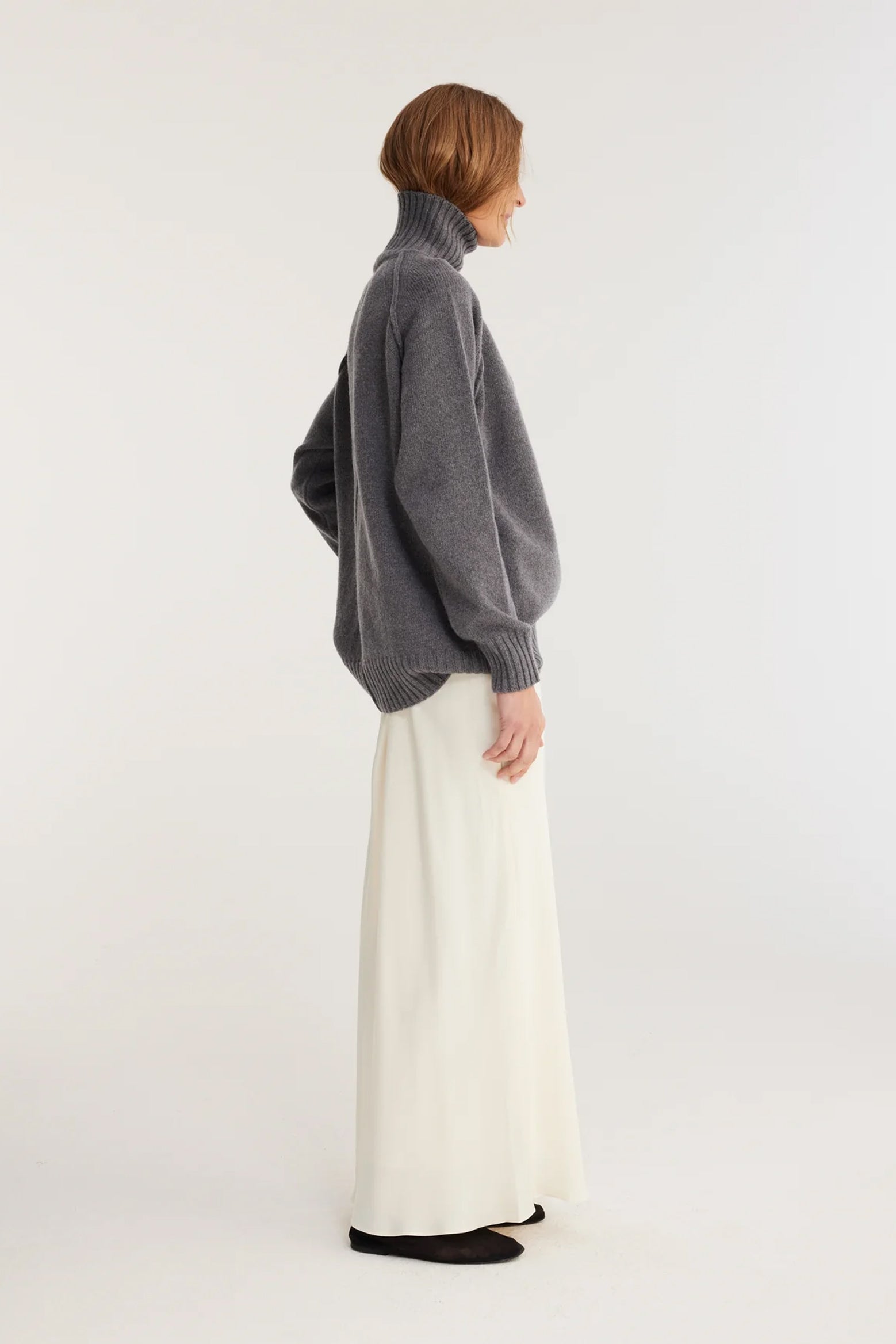 Rohe Long Satin Skirt in Cream available at The New Trend Australia.
