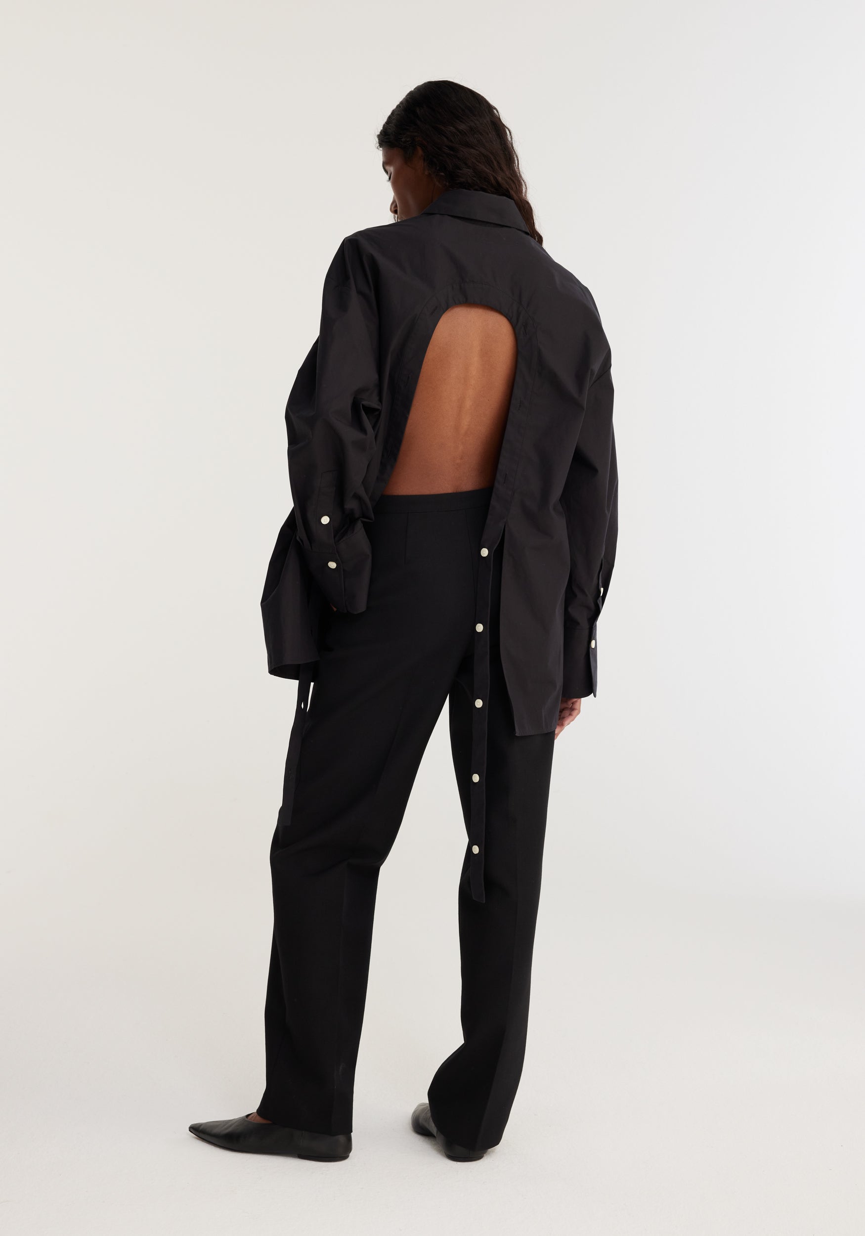 The Rohe Open Back Shirt in Noir available at The New Trend Australia