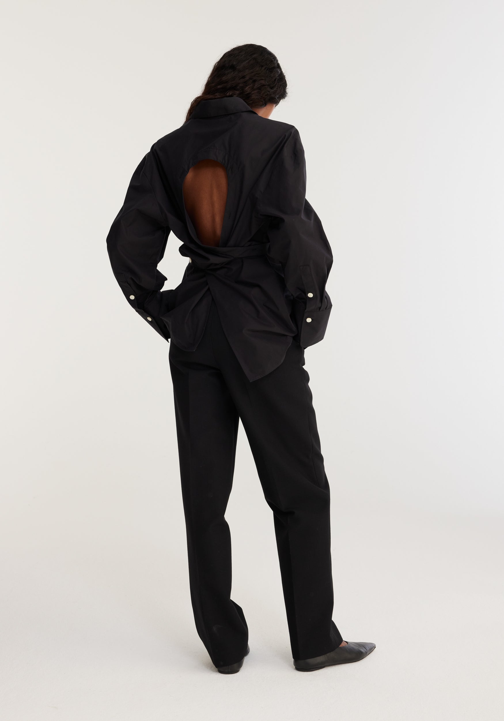 The Rohe Open Back Shirt in Noir available at The New Trend Australia