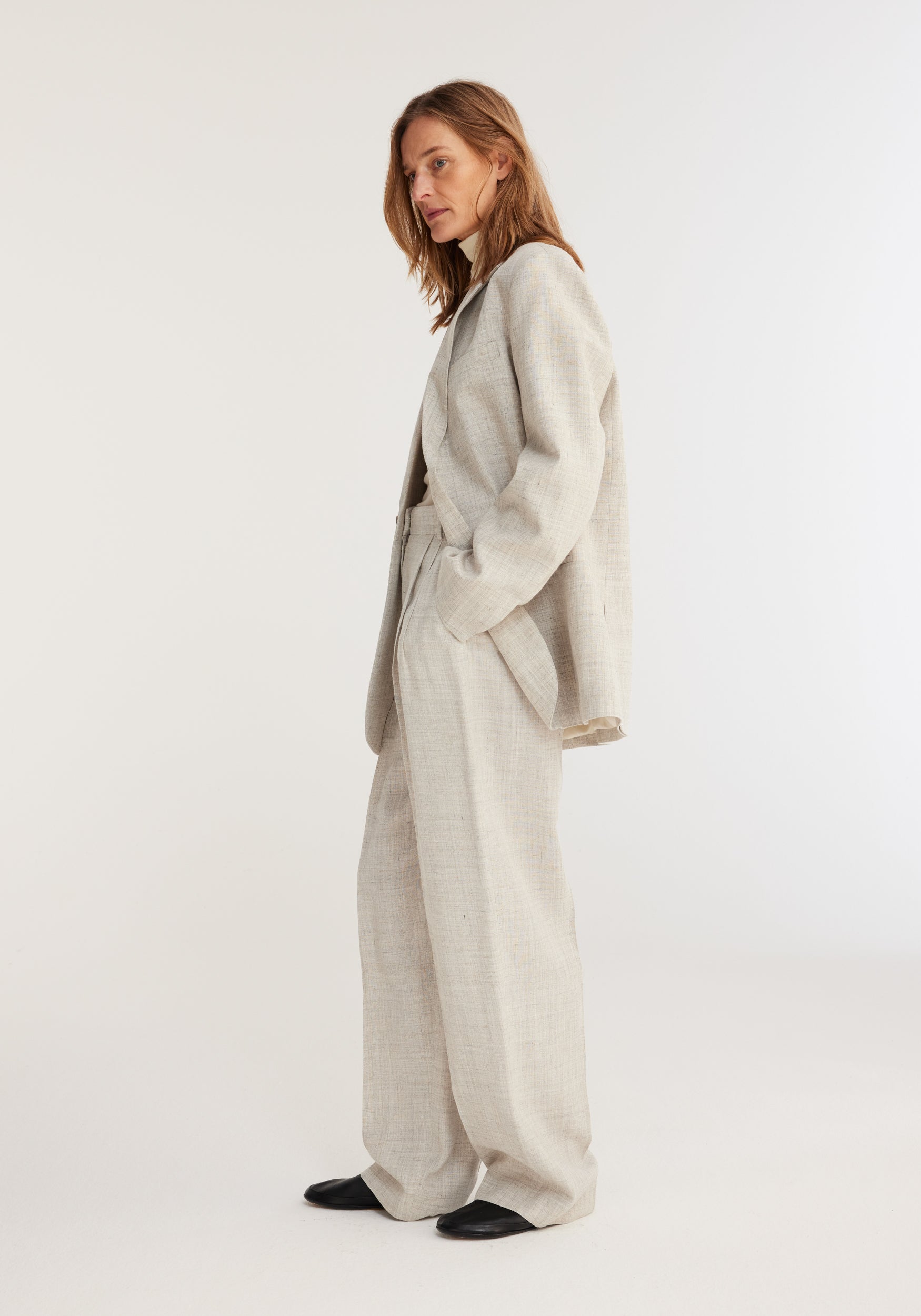 The Rohe Overlap Blazer in Stone Melange available at The New Trend Australia