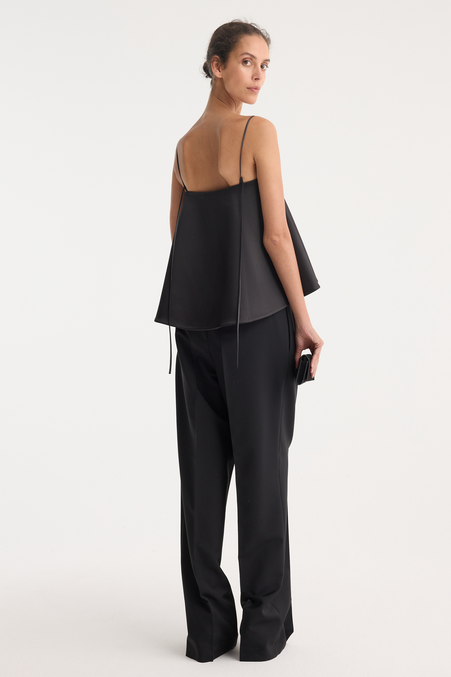 RÓHE PEPLUM SATIN TOP IN BLACK | THE NEW TREND
