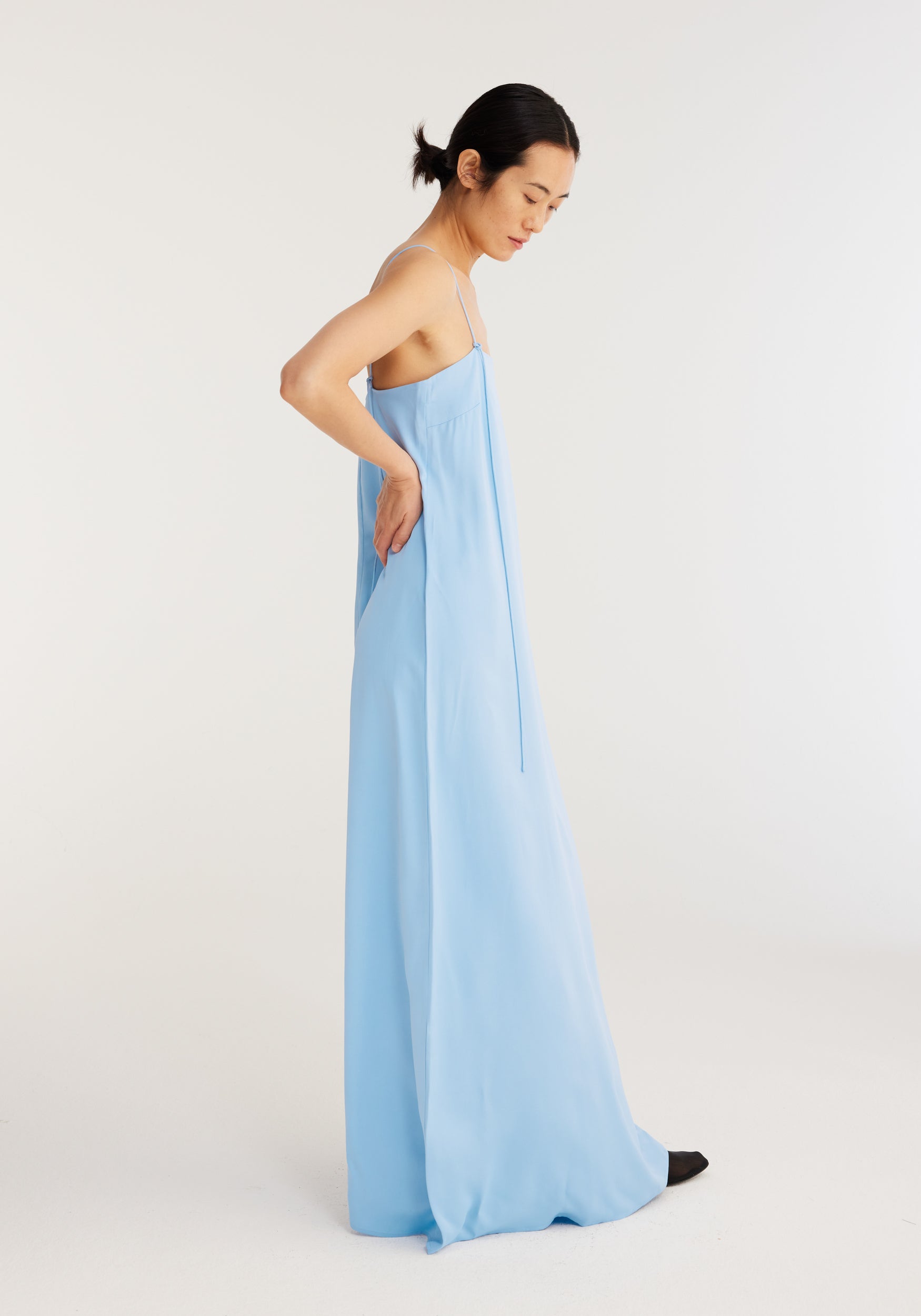 ROHE Satin Slip Dress in Sky The New Trend