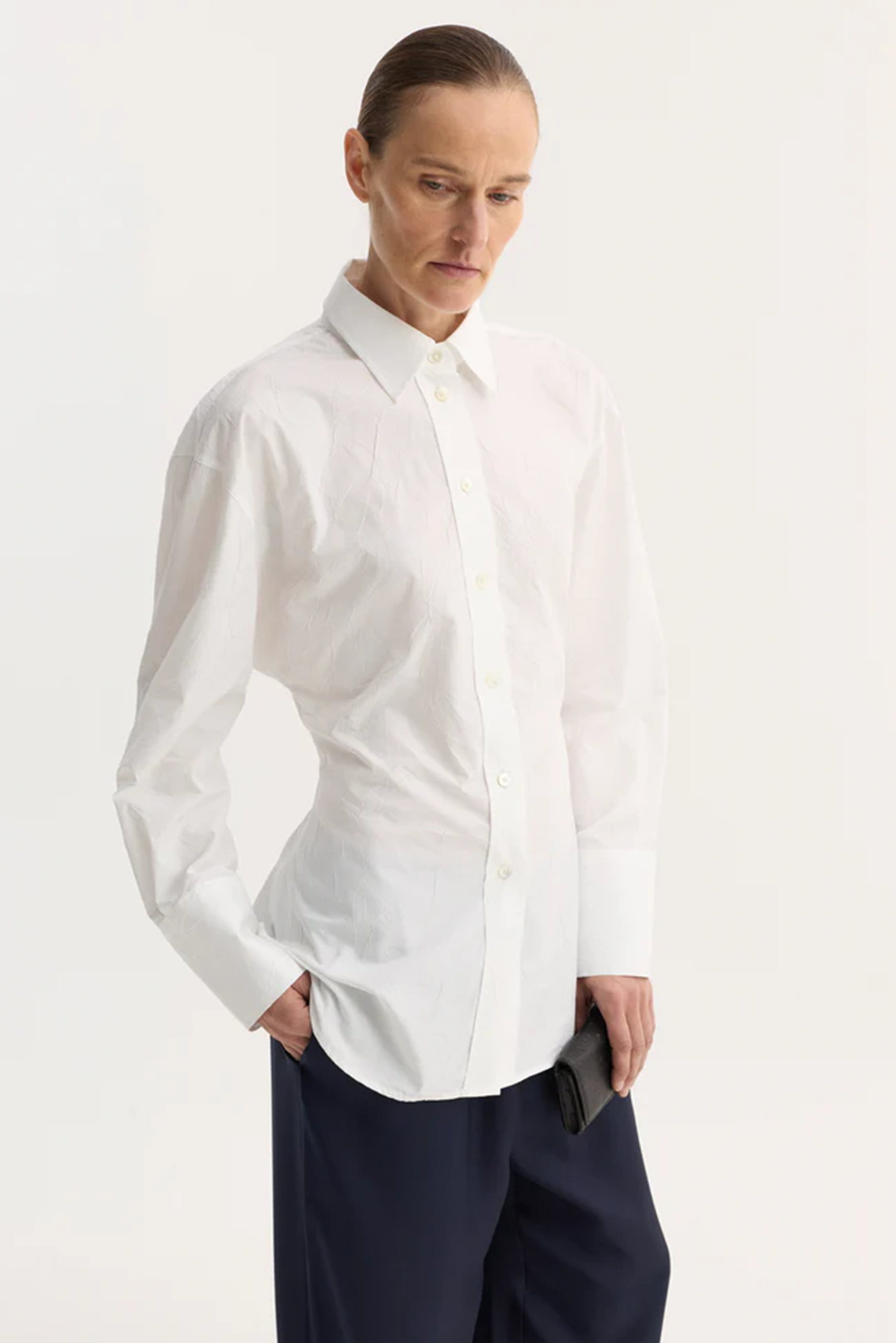 SHAPED CRUSHED POPLIN SHIRT