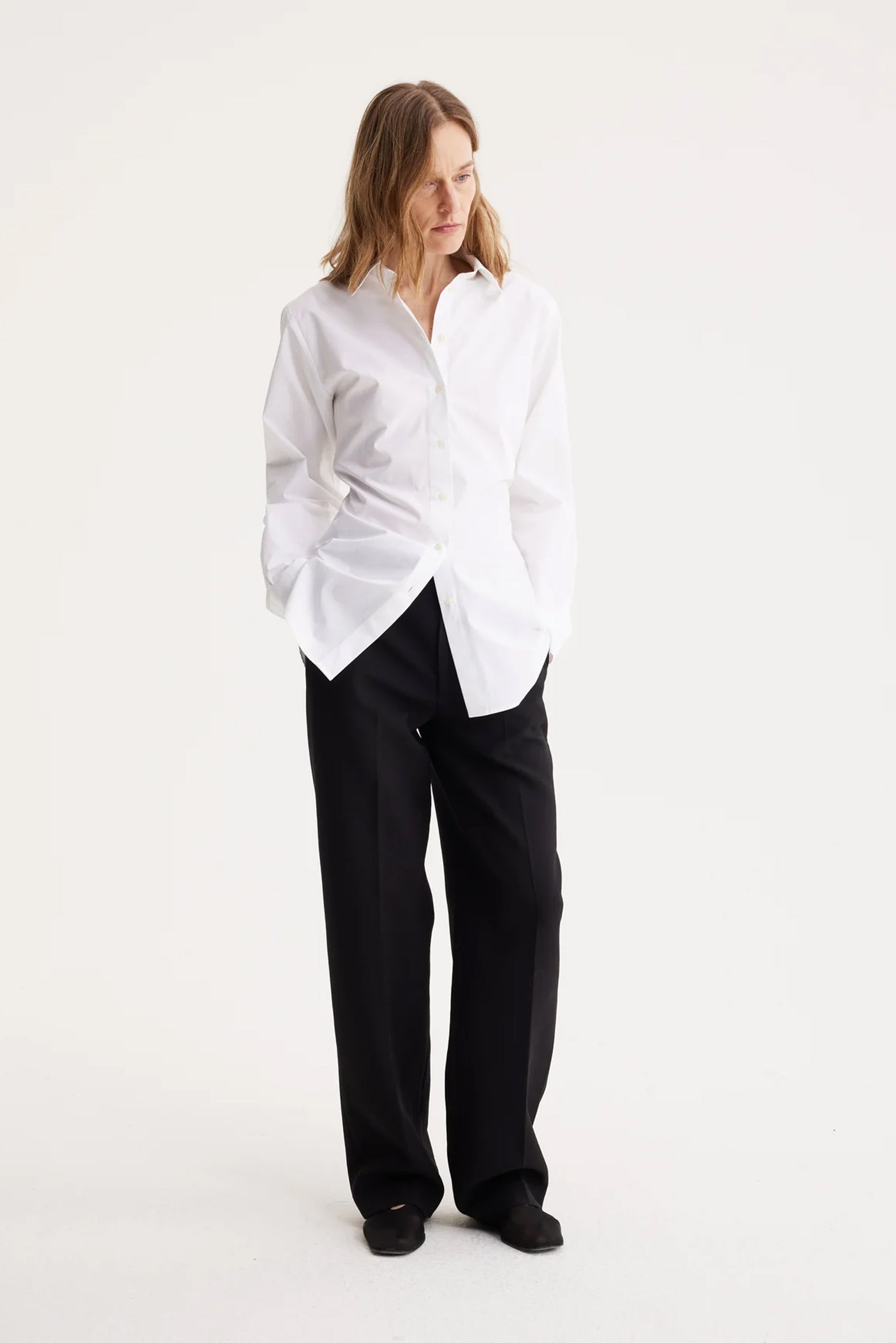 Rohe Shaped Poplin Shirt in White available at The New Trend Australia.