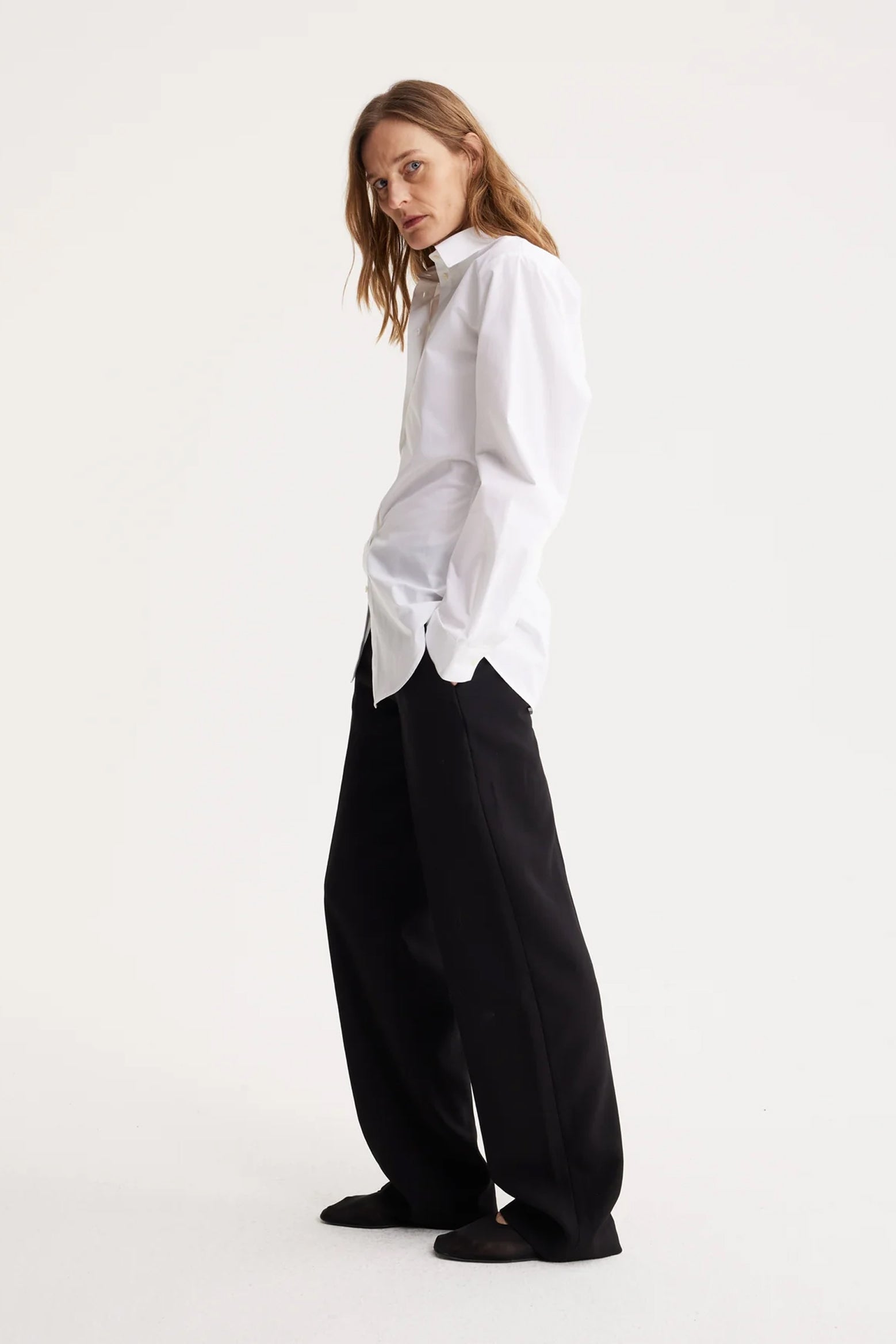 Rohe Shaped Poplin Shirt in White available at The New Trend Australia.