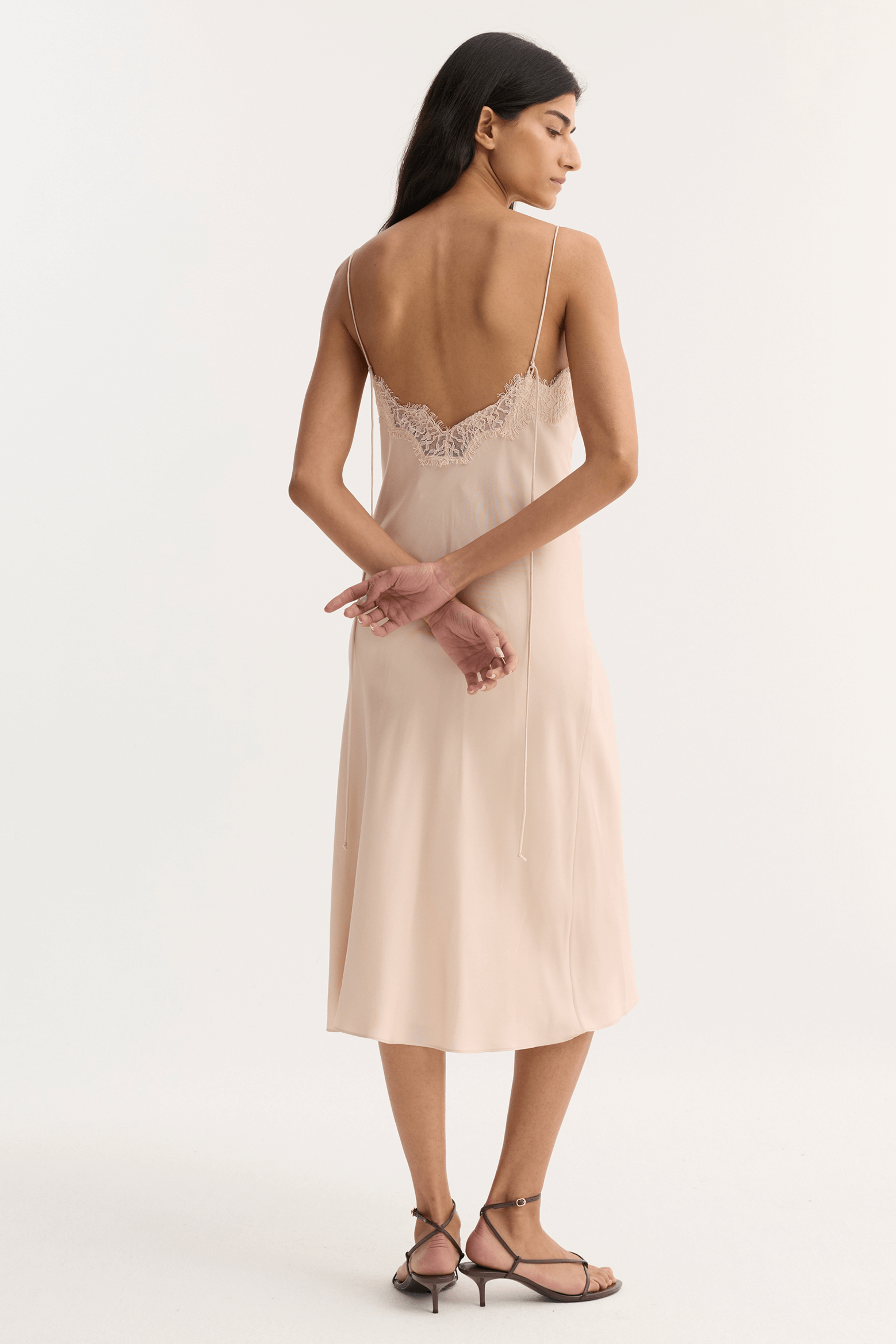 RÓHE SILK LACE CAMISOLE DRESS ROSE | THE NEW TREND