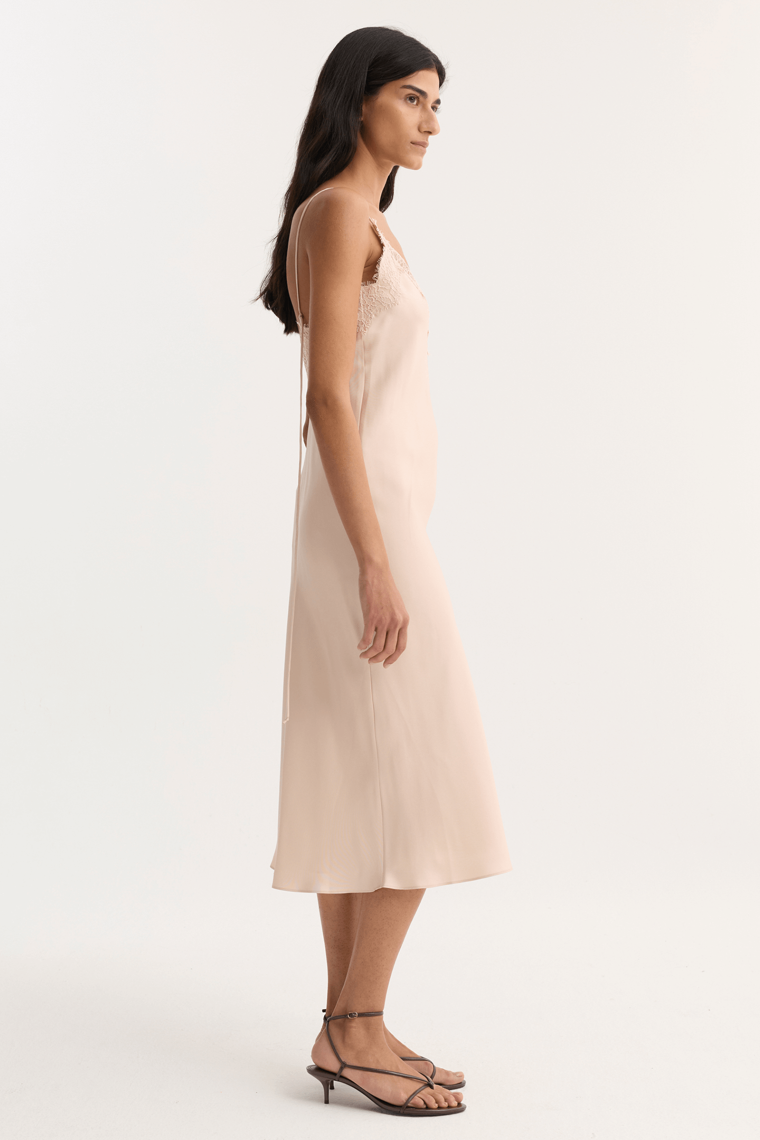 RÓHE SILK LACE CAMISOLE DRESS ROSE | THE NEW TREND