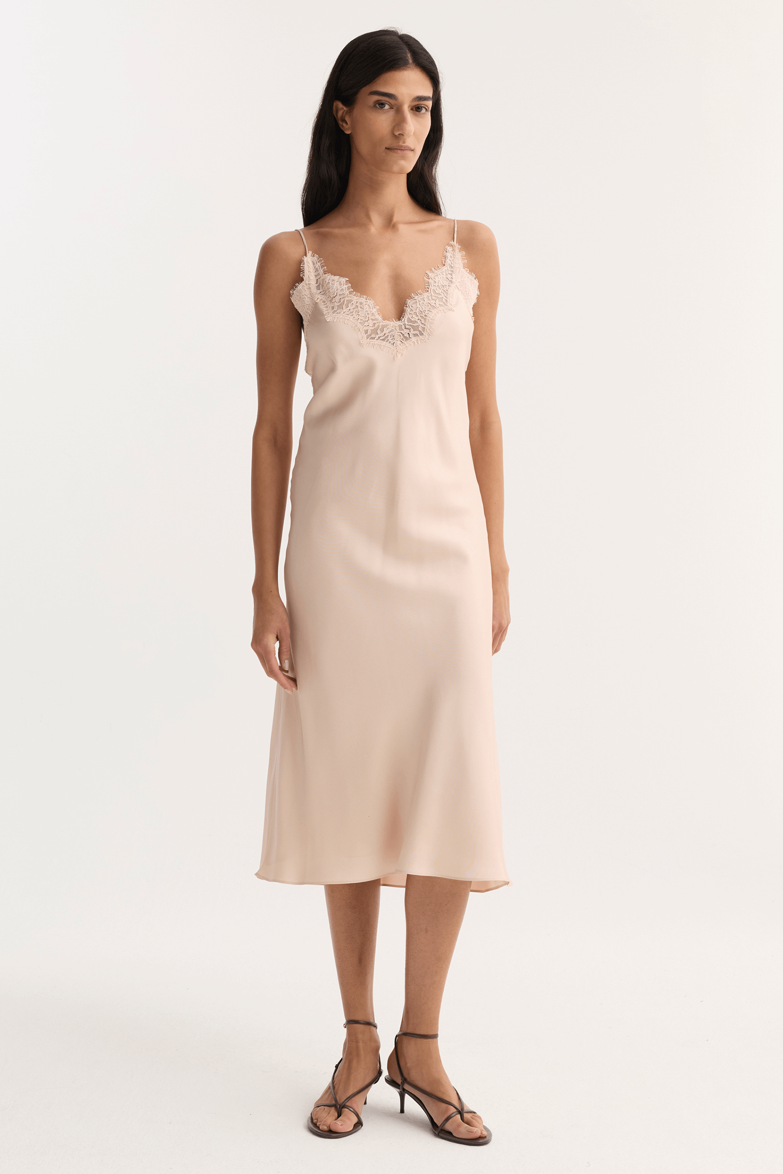 RÓHE SILK LACE CAMISOLE DRESS ROSE | THE NEW TREND