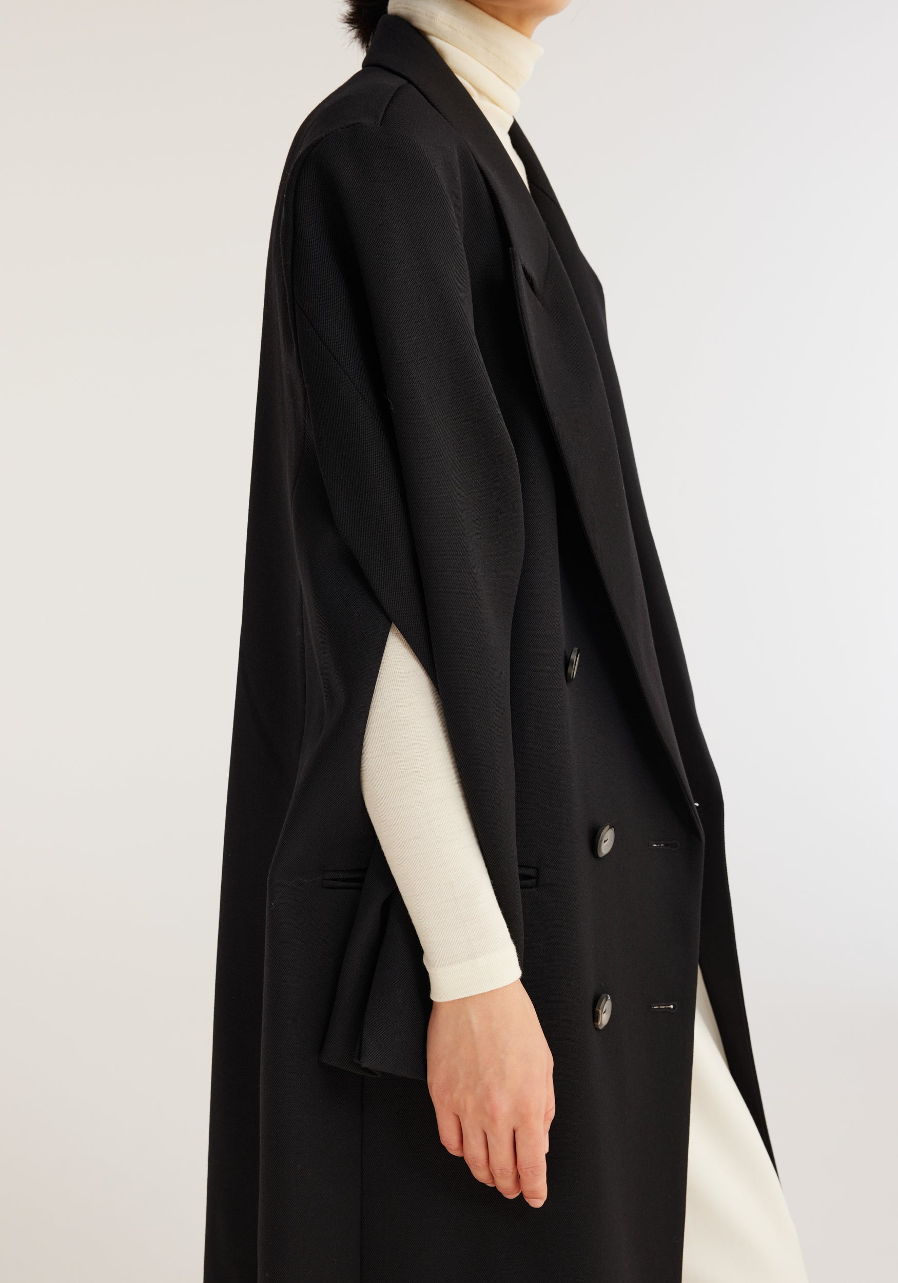 The Rohe Tailored Cap Coat in Noir available at The New Trend Australia