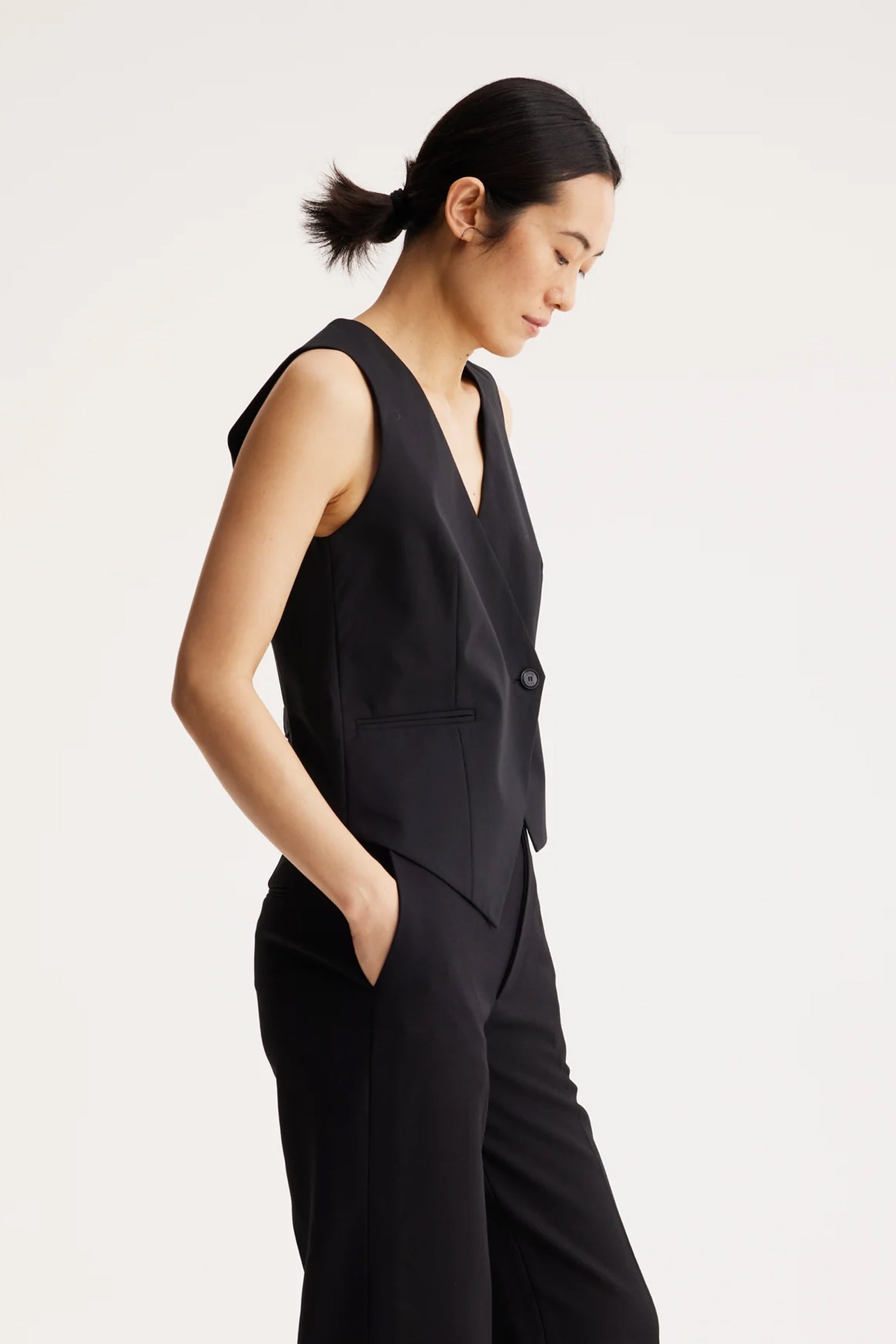 Rohe Tailored Overlap Waistcoat in Noir available at The New Trend Australia.