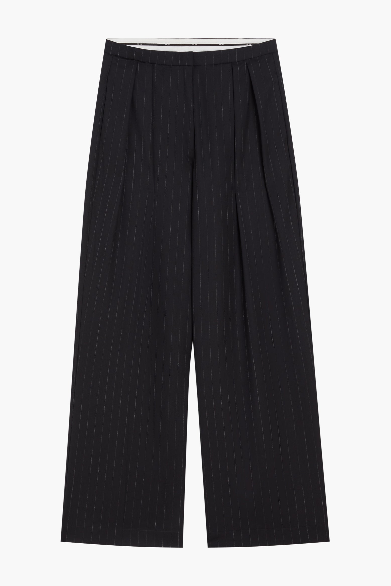 Rohe Wide Leg Pinstripe Trousers in Black/Grey Stripe available at TNT The New Trend Australia