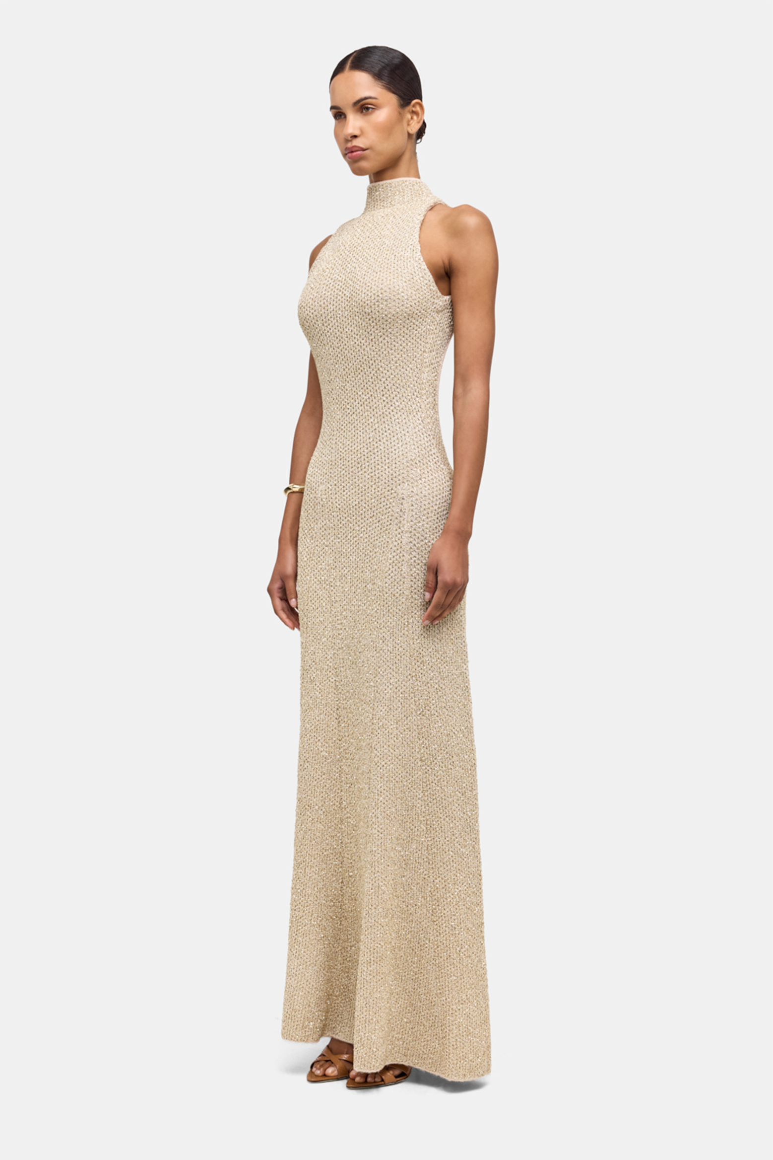 RONNY KOBO ALANIA KNIT DRESS IN CHAMPAGNE | THE NEW TREND