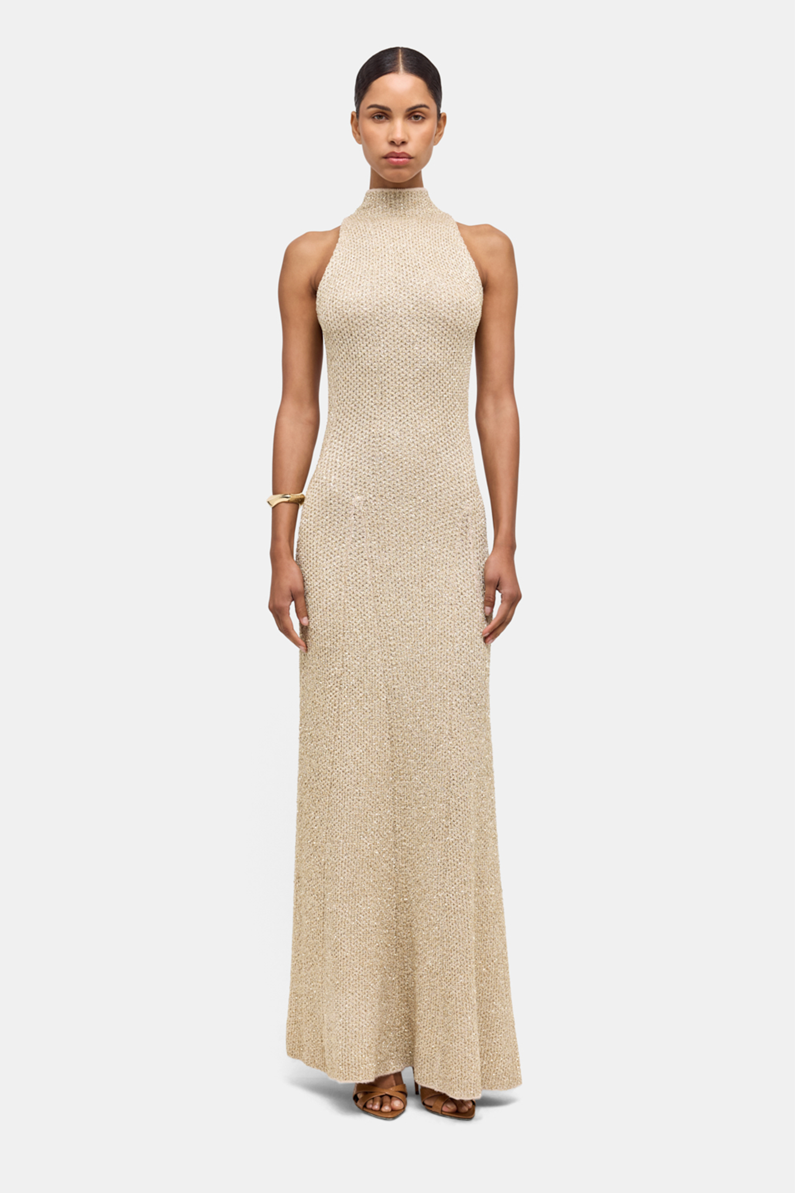RONNY KOBO ALANIA KNIT DRESS IN CHAMPAGNE | THE NEW TREND