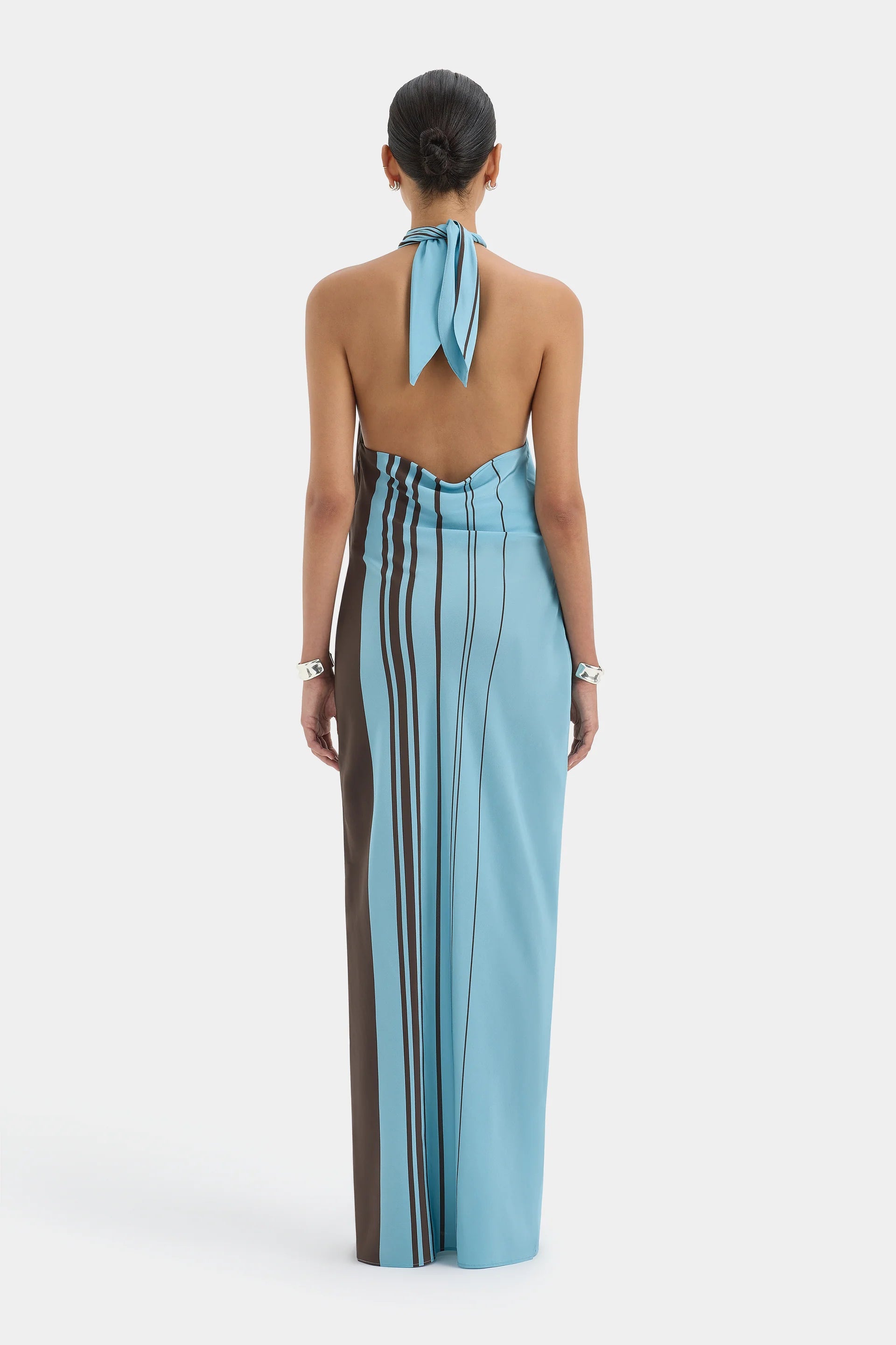 SIR RIOJA HALTER SCARF MAXI DRESS IN PACHA MINERAL STRIPE | THE NEW TREND 