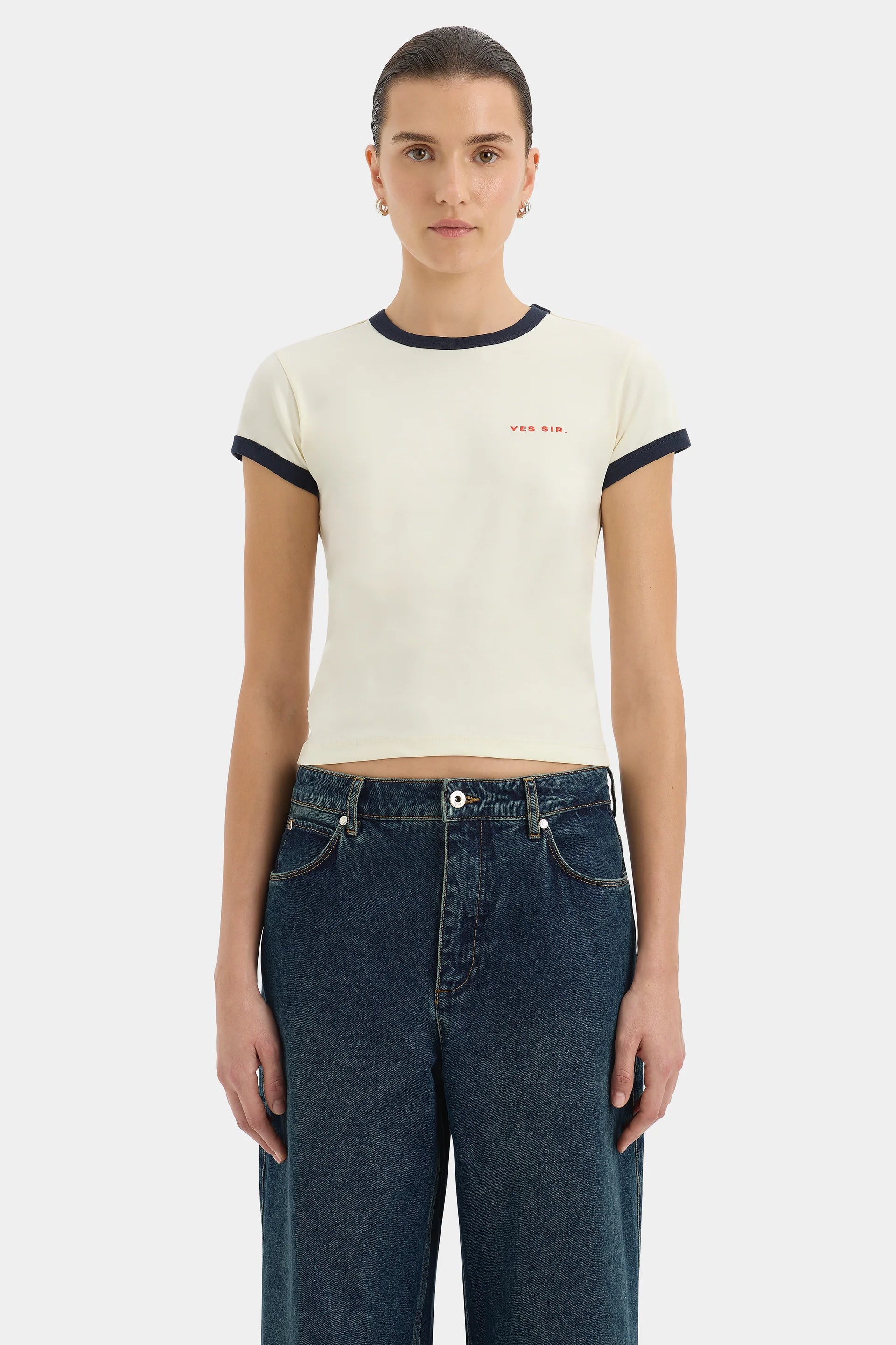 SIR YES SIR FITTED TEE IN IVORY | THE NEW TREND