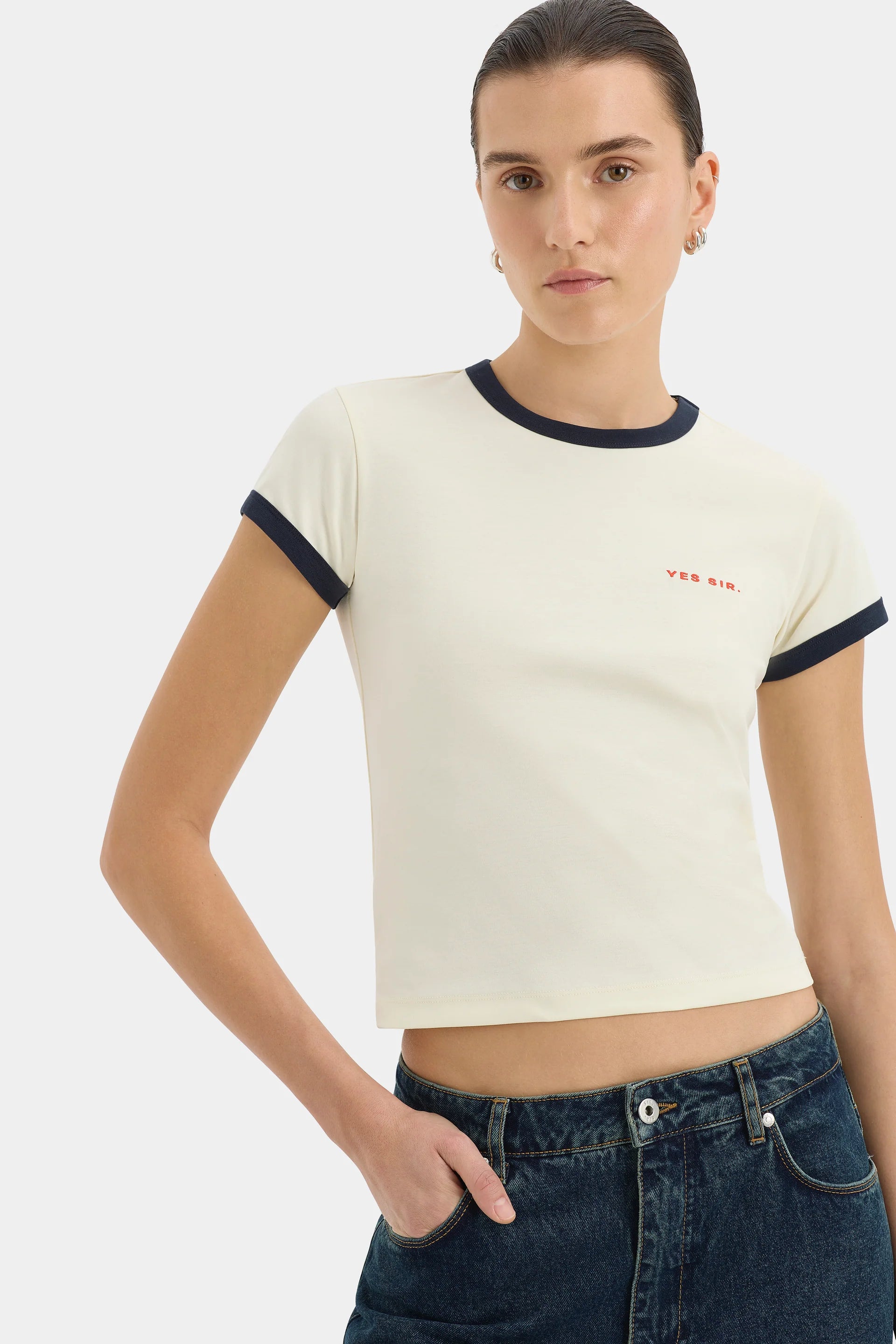 SIR YES SIR FITTED TEE IN IVORY | THE NEW TREND