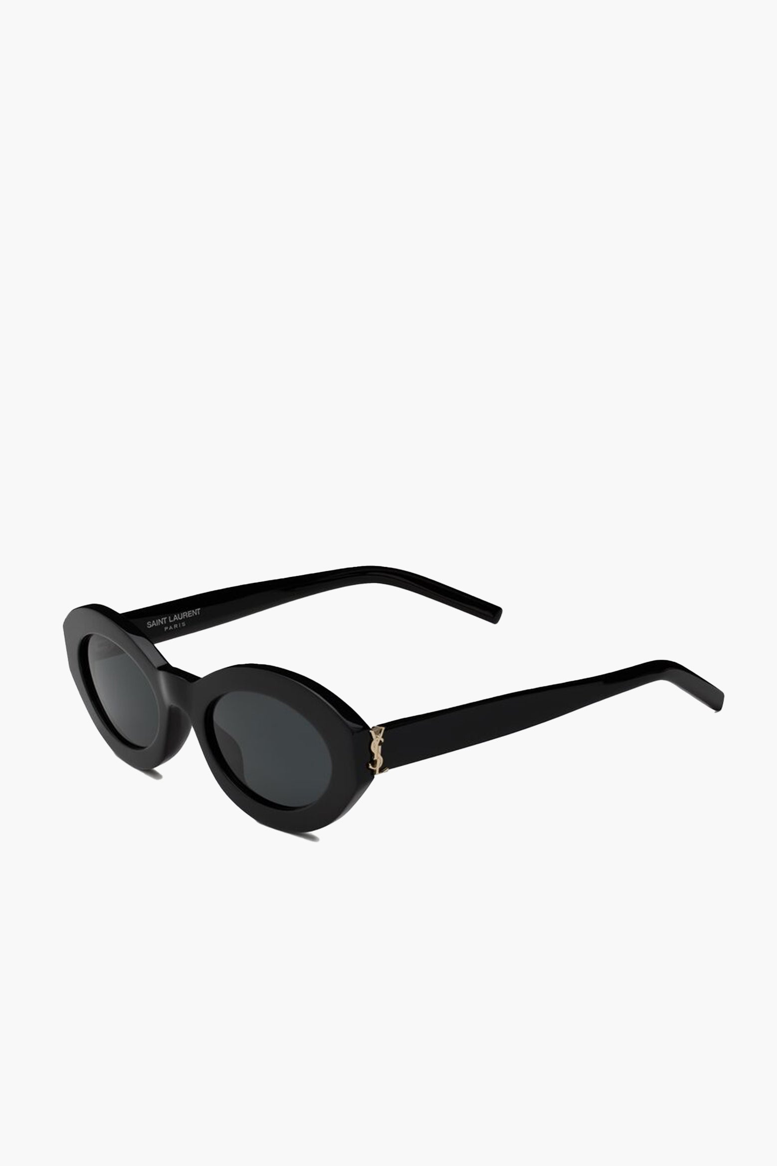 YSL Oval Acetate Frame Sunglasses in Black and Light Gold | The New Trend