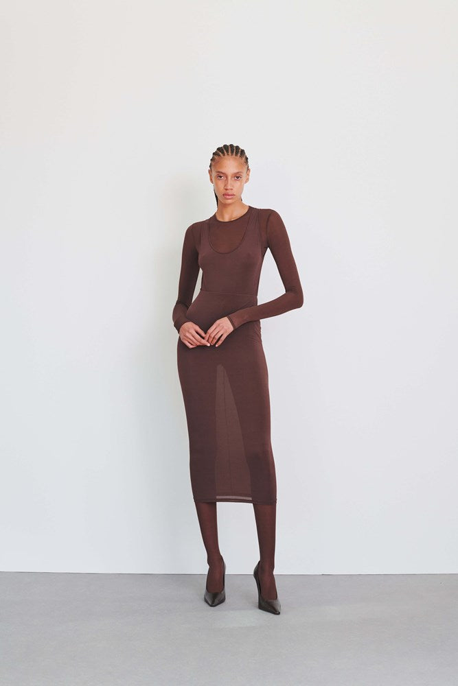 WARDROBE.NYC SHEER BODYSUIT IN BROWN | THE NEW TREND