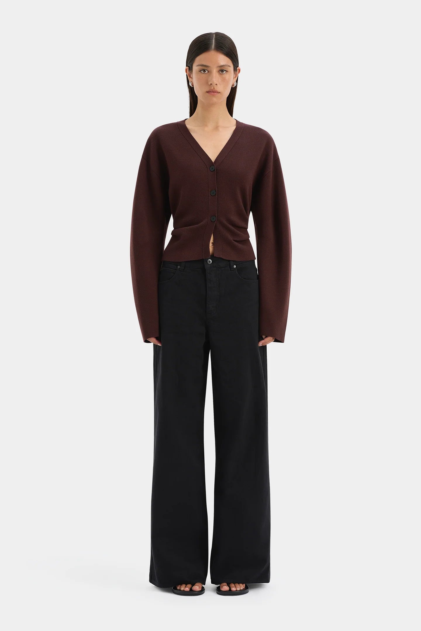 SIR AYANA GATHERED CARDIGAN IN PLUM | THE NEW TREND