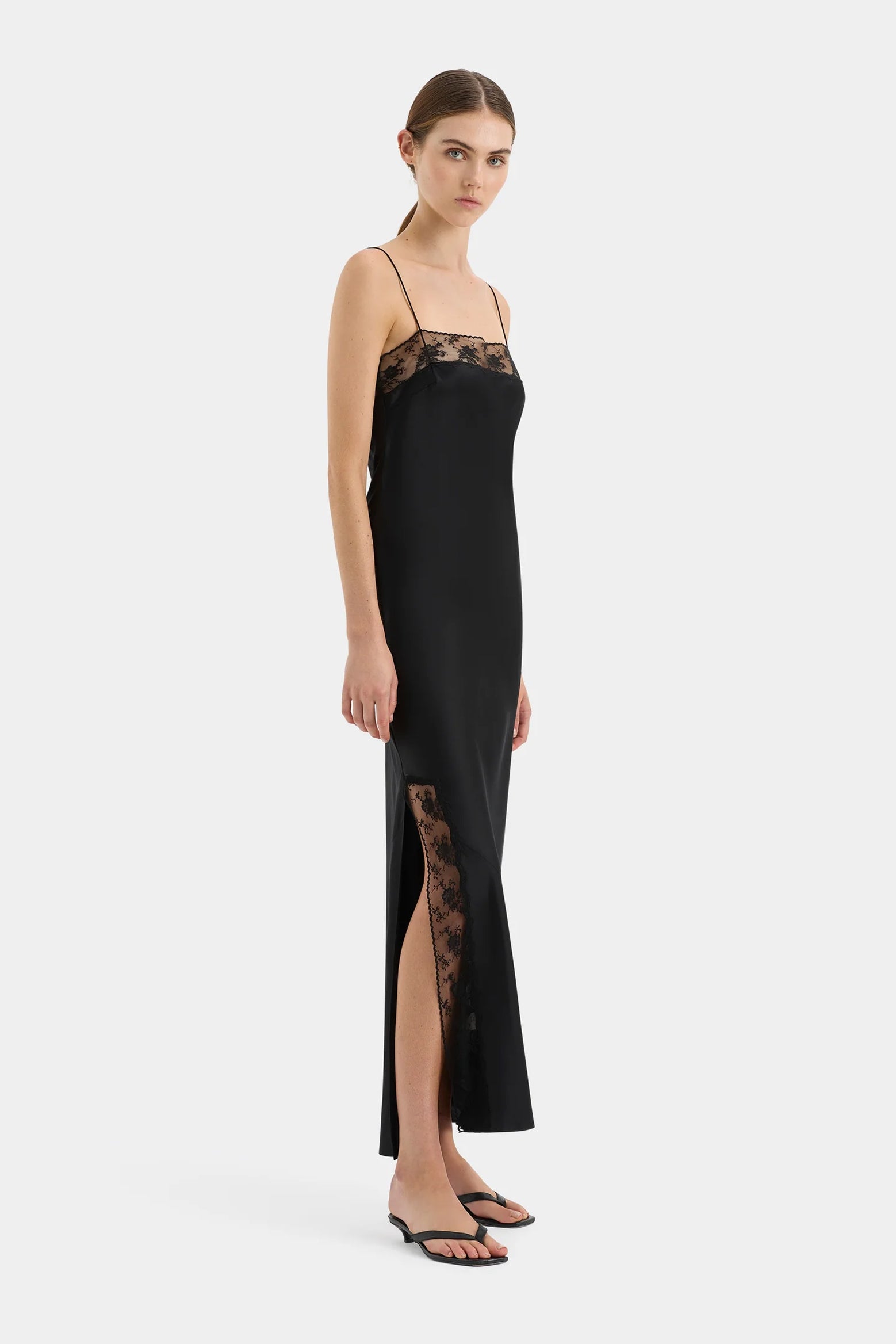 SIR Aries Lace Slip Dress in Black available at The New Trend Australia.