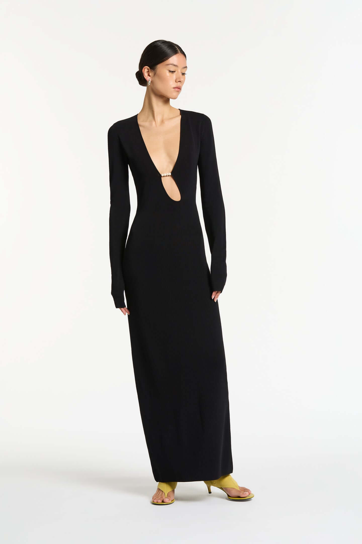 SIR Kinetic Beaded Long Sleeve Midi Dress in Black available at TNT The New Trend Australia