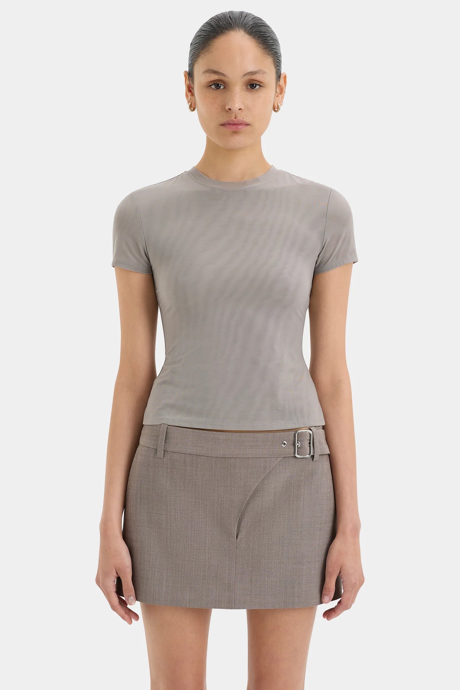 SIR Leonardo Belted Mini Skirt in Taupe available at The New Trend Australia.