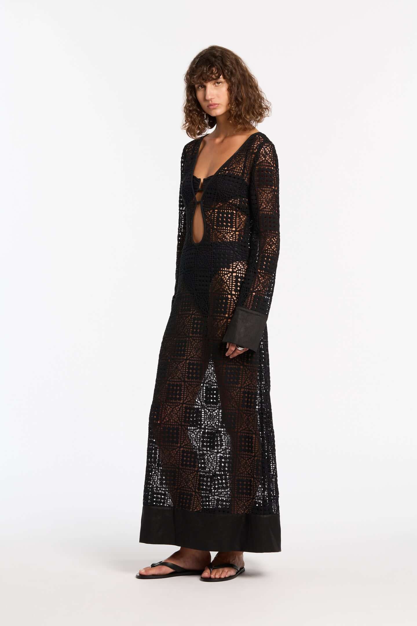 SIR Rayure Long Sleeve Maxi Dress in Black available at TNT The New Trend Australia.