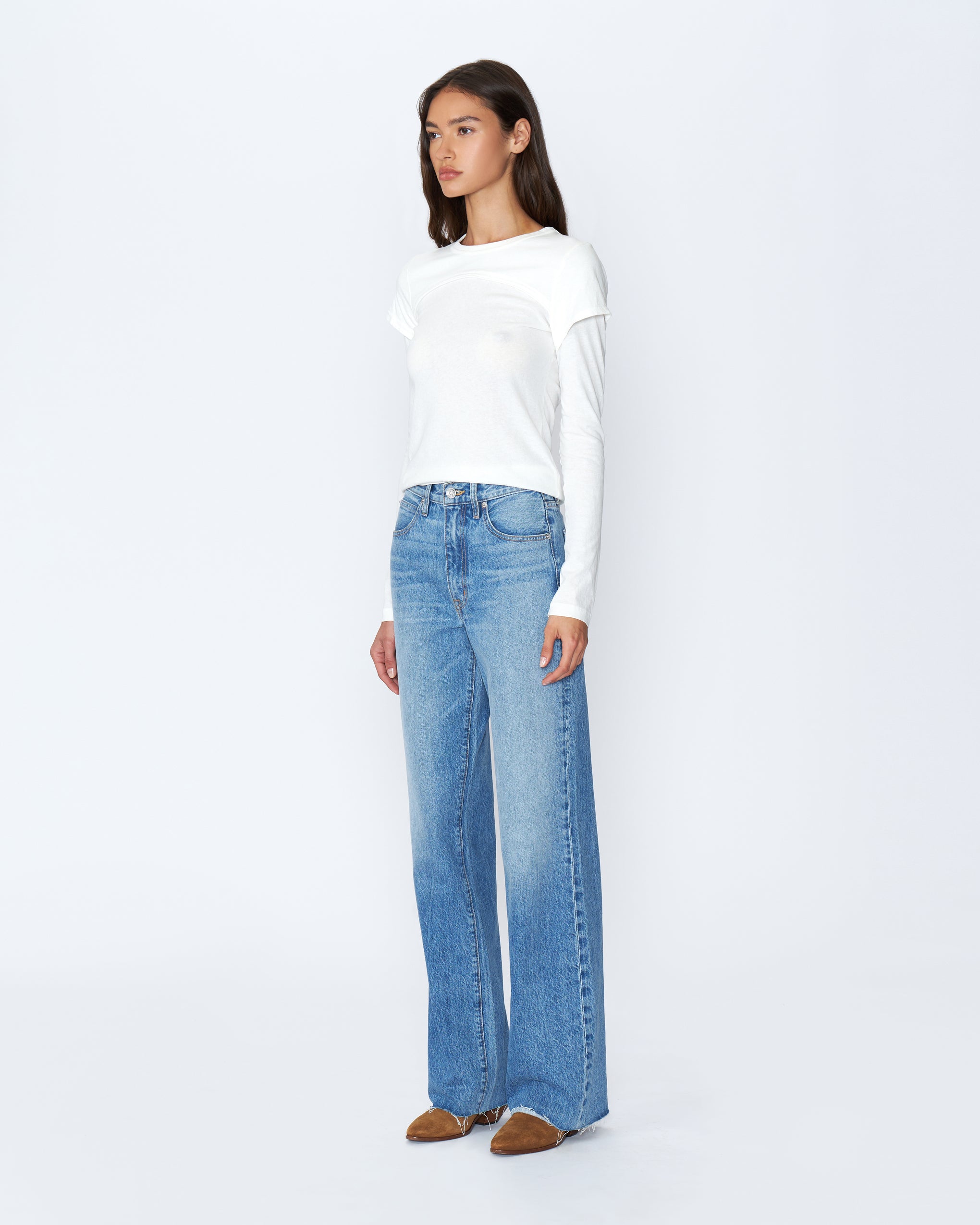 The SLVRLAKE Grace High Rise Wide Leg Jeans in Great Romance available at The New Trend.