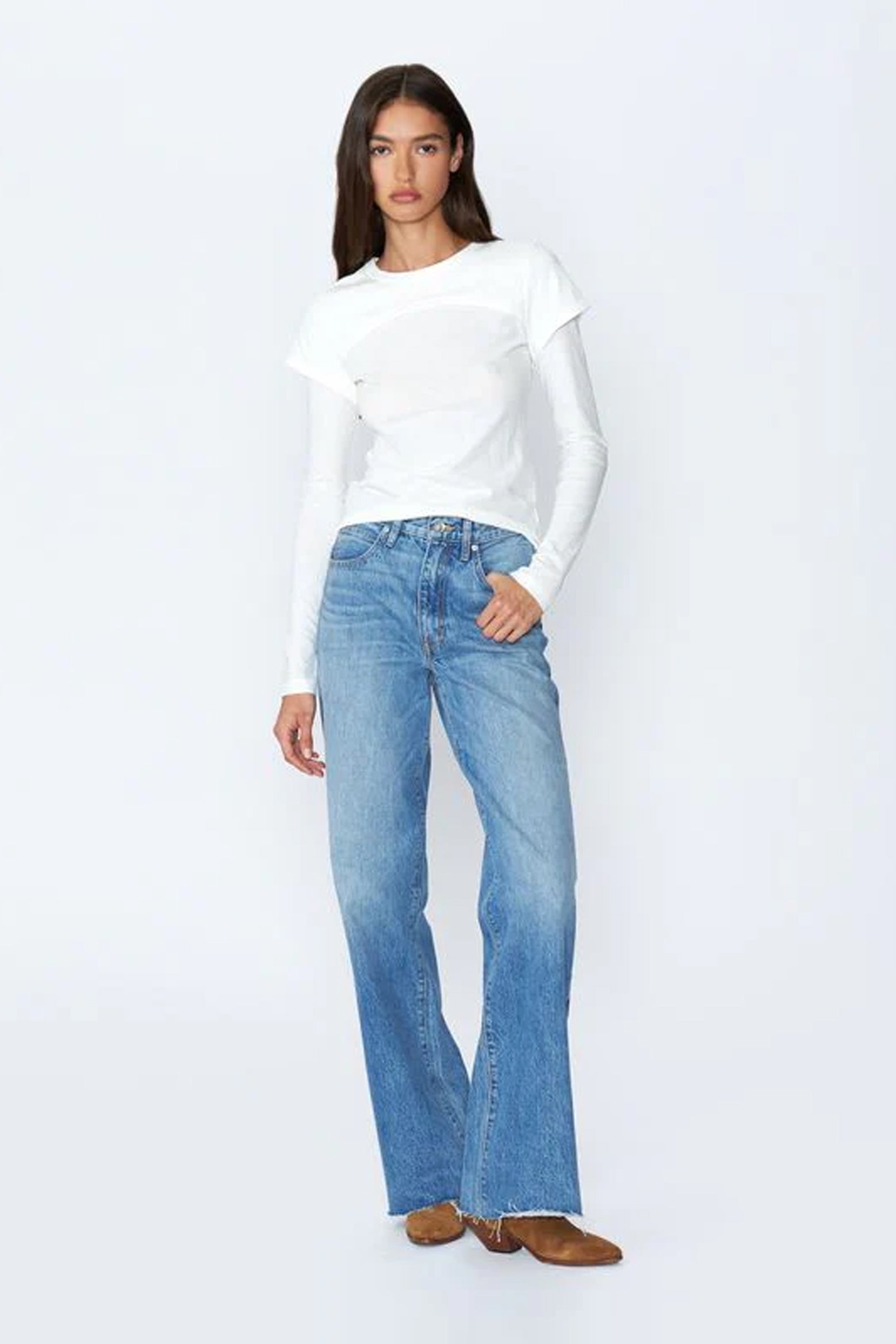 The SLVRLAKE Grace High Rise Wide Leg Jeans in Great Romance available at The New Trend.