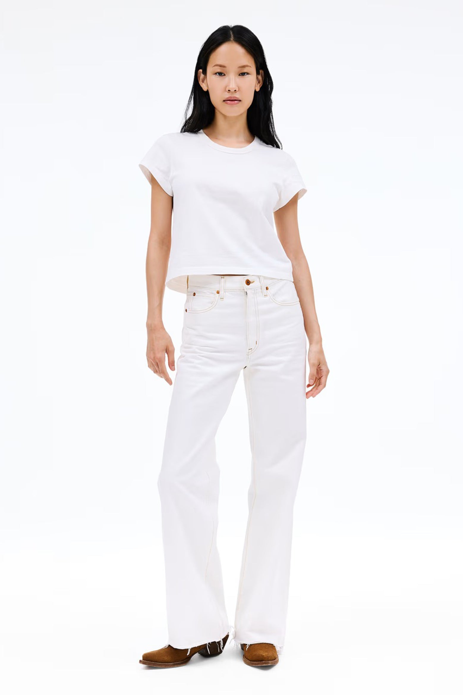 The SLVRLAKE Grace High Rise Wide Leg Jean in Natural White at Thew New Trend