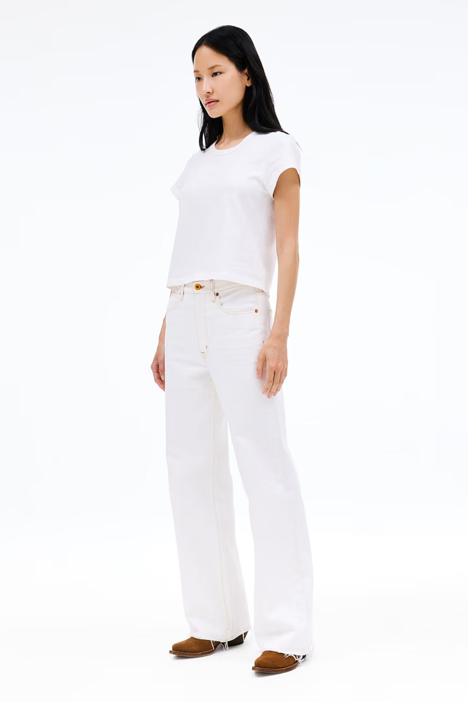 The SLVRLAKE Grace High Rise Wide Leg Jean in Natural White at Thew New Trend