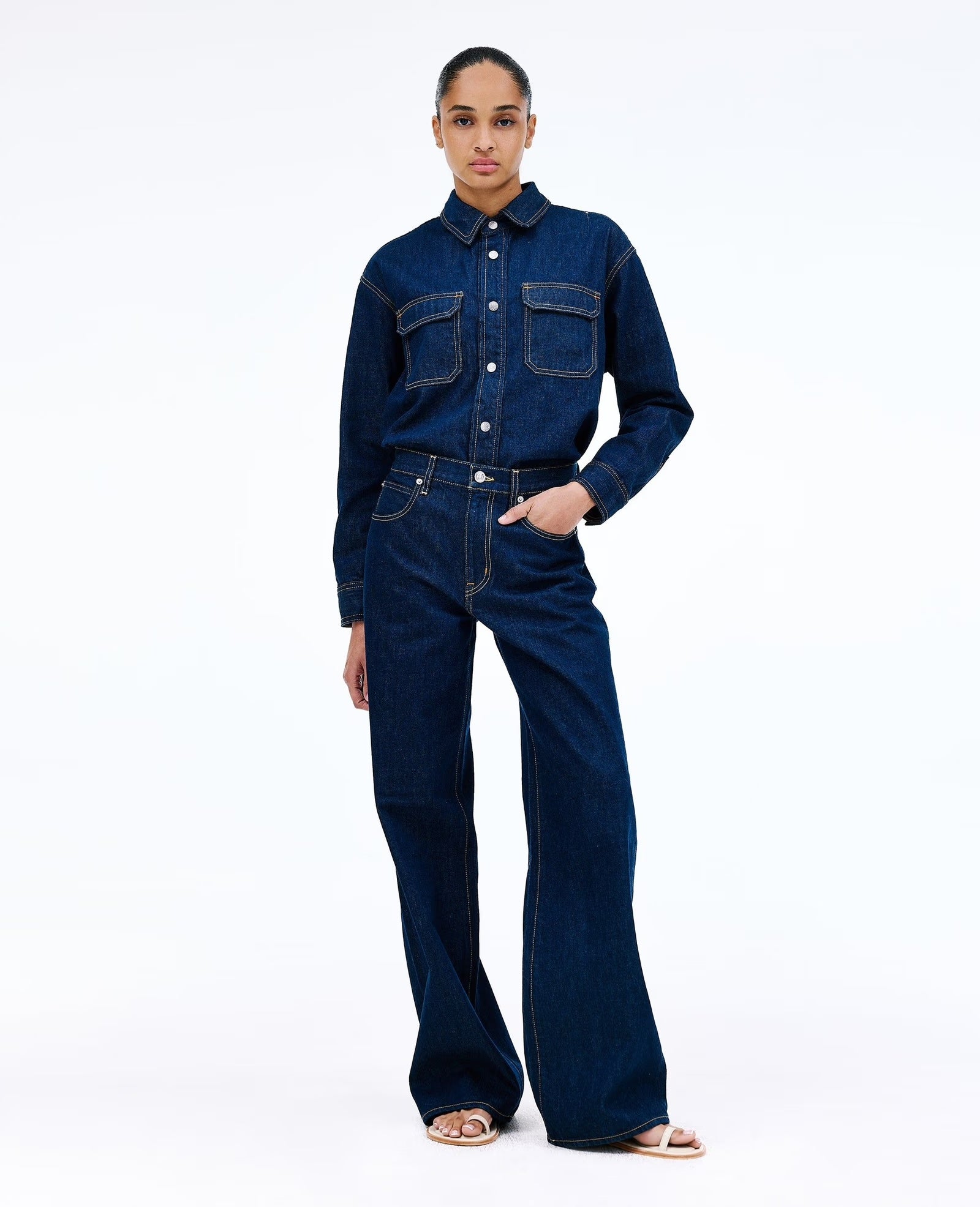 SLVRLAKE SELENA MID RISE WIDE LEG JEAN IN MIDNIGHT MILE | THE NEW TREND