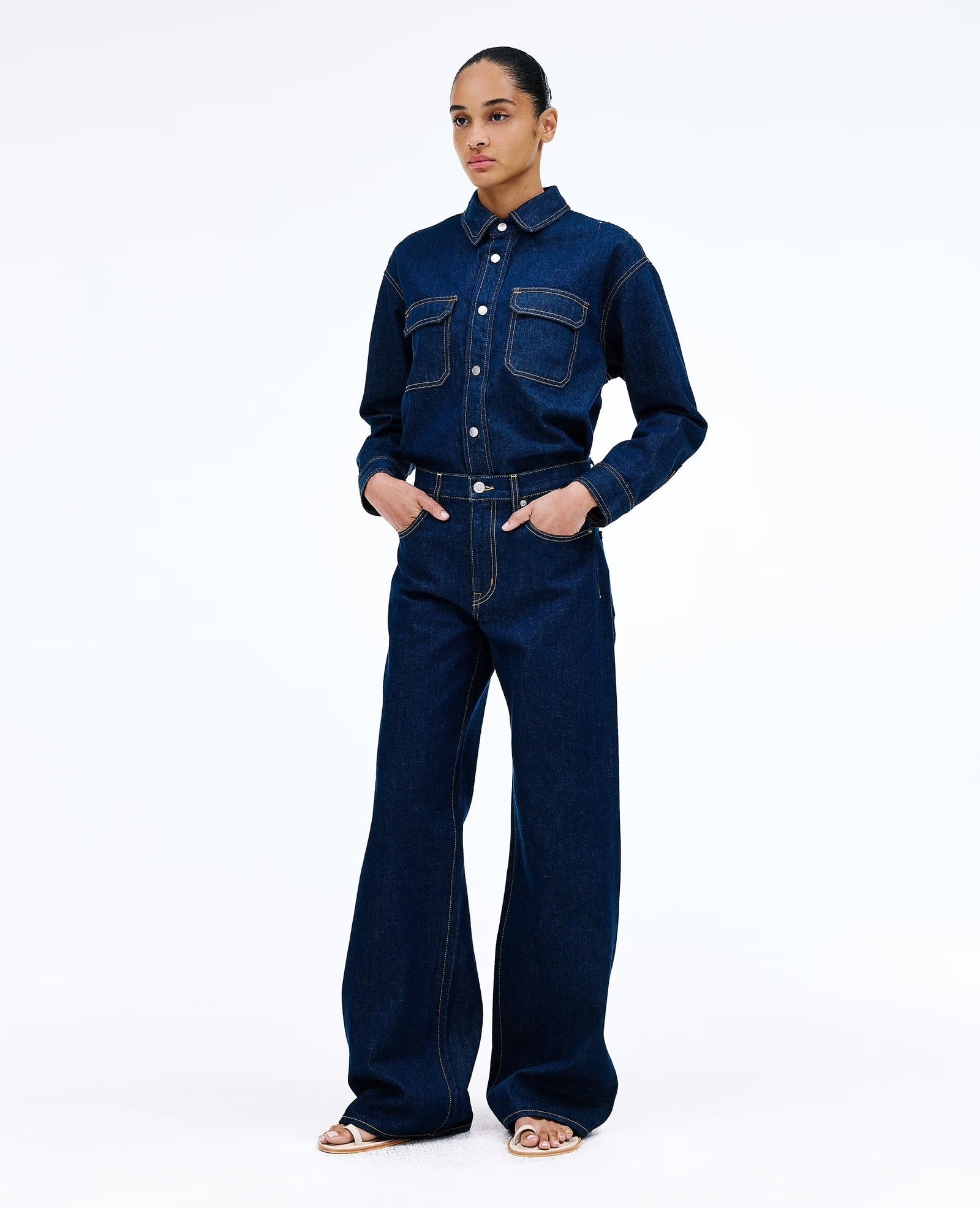 SLVRLAKE SELENA MID RISE WIDE LEG JEAN IN MIDNIGHT MILE | THE NEW TREND