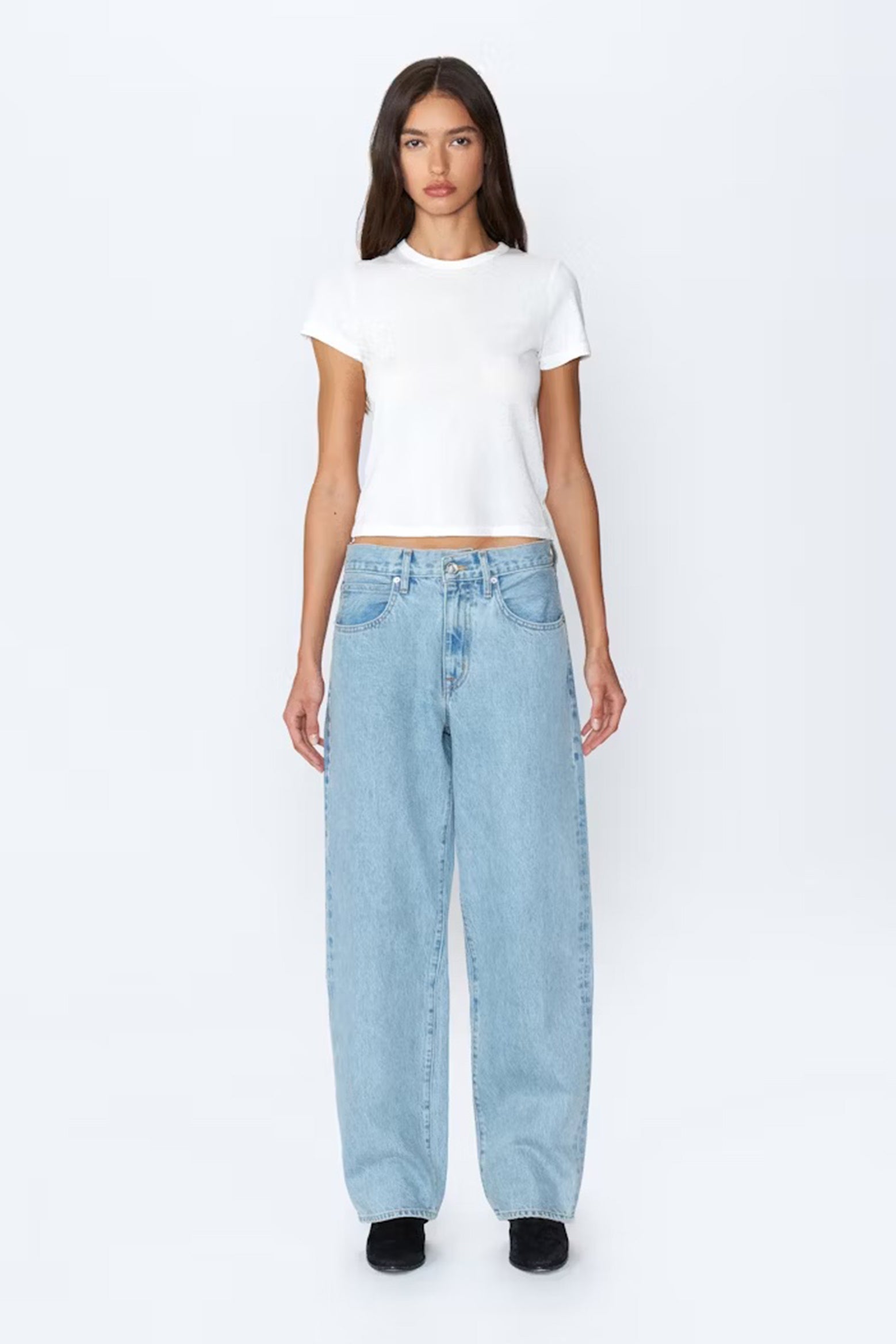 The SLVRLAKE Tess Low Rise Relaxed Curve Jean in Clear Skies available at The New Trend.