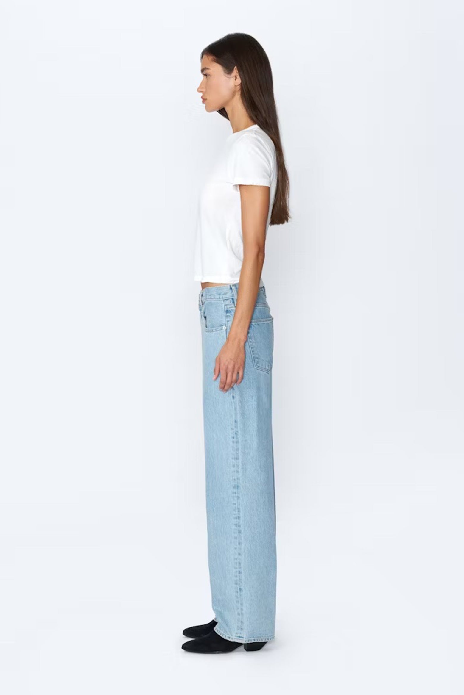 The SLVRLAKE Tess Low Rise Relaxed Curve Jean in Clear Skies available at The New Trend.