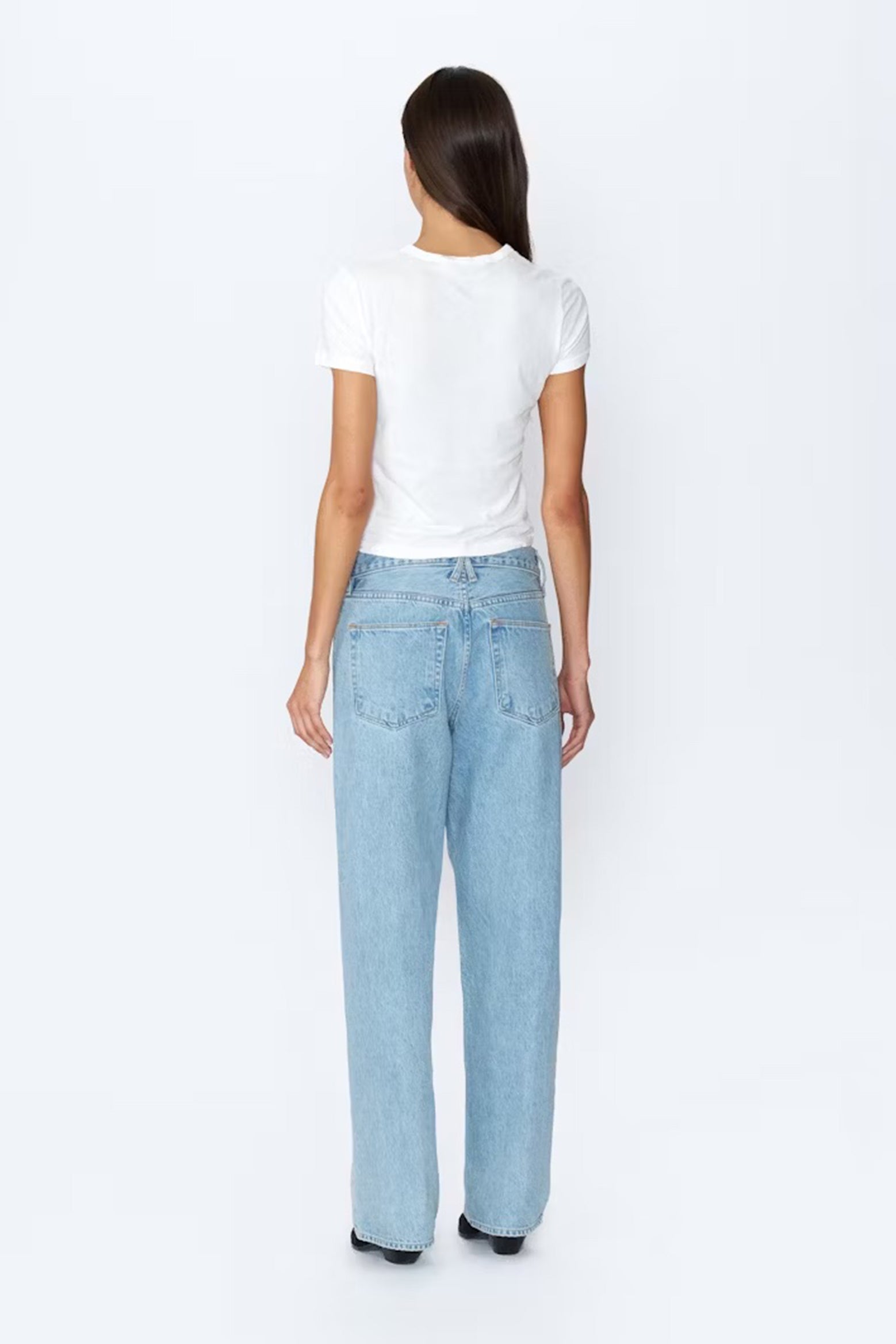 The SLVRLAKE Tess Low Rise Relaxed Curve Jean in Clear Skies available at The New Trend.