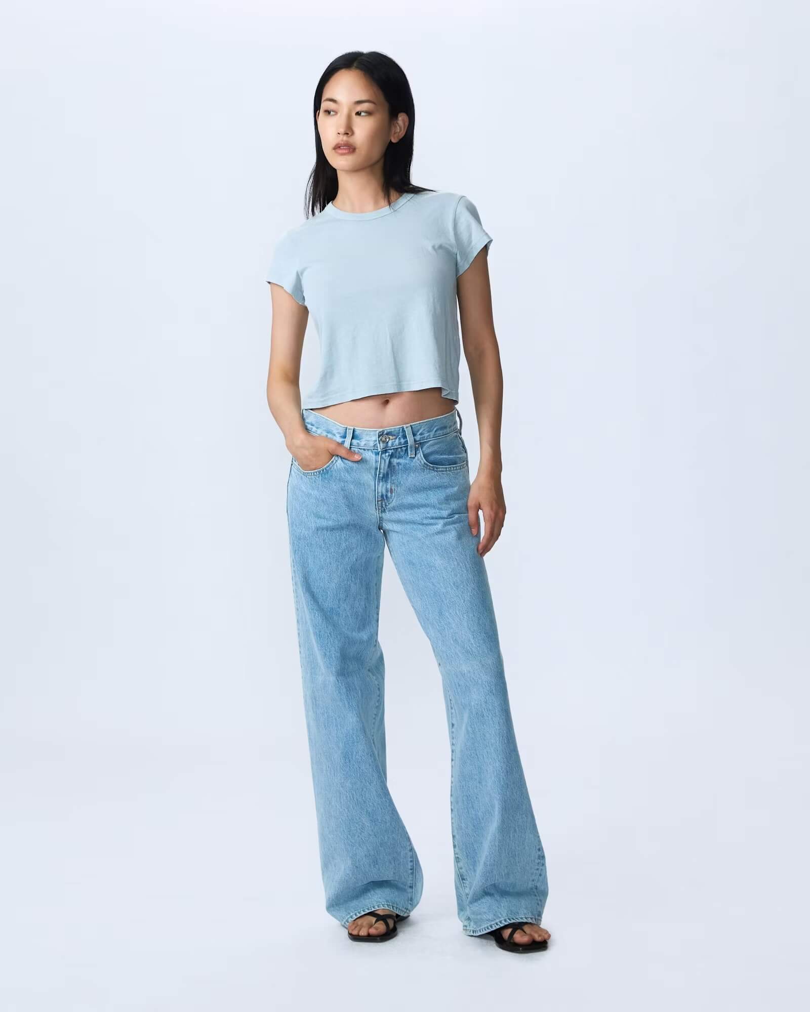 SLVRLAKE Mica Relaxed Wide Leg Jean in Clear Skies available at The New Trend