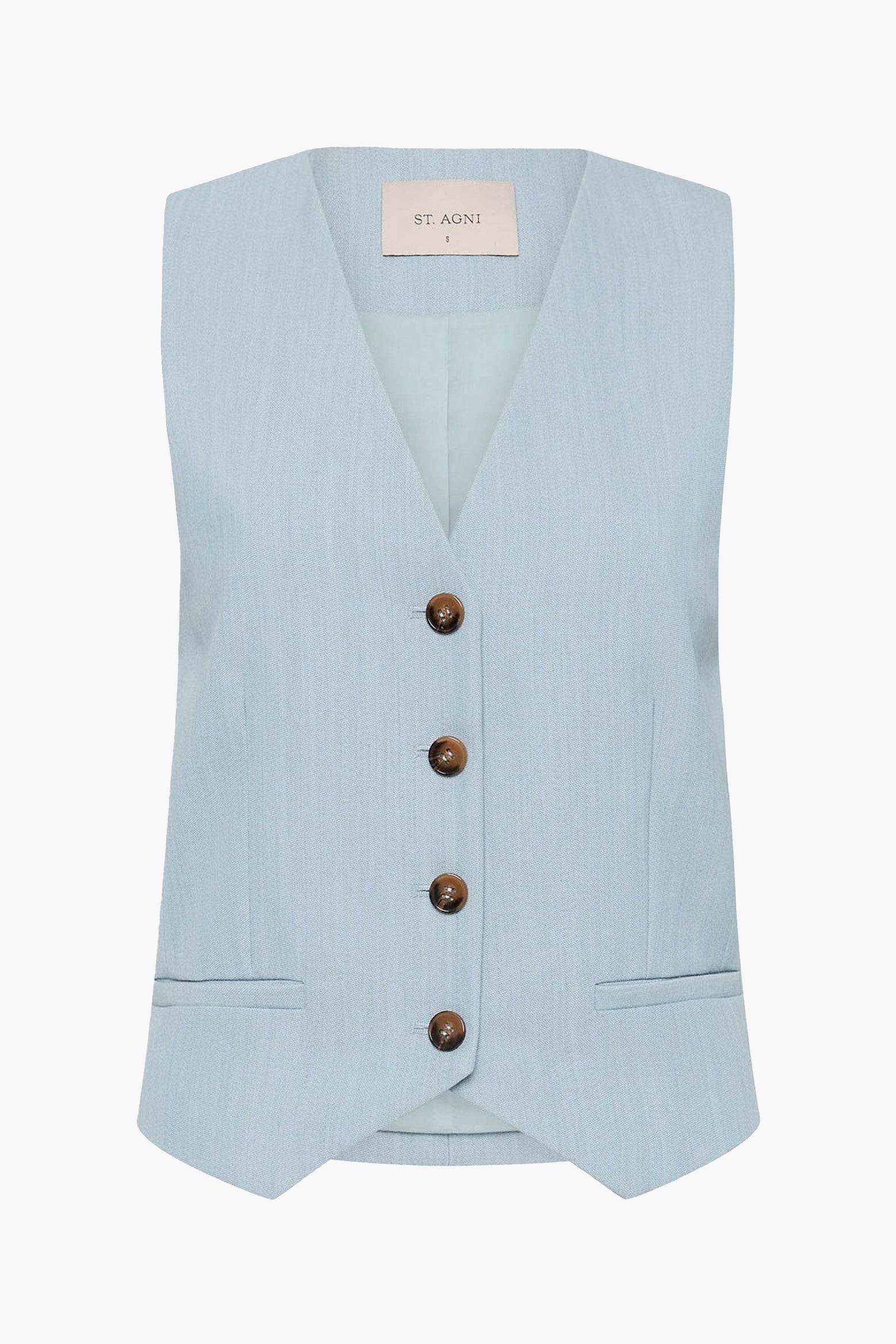 The ST. AGNI Carter Vest in Stone Blue from The New Trend.